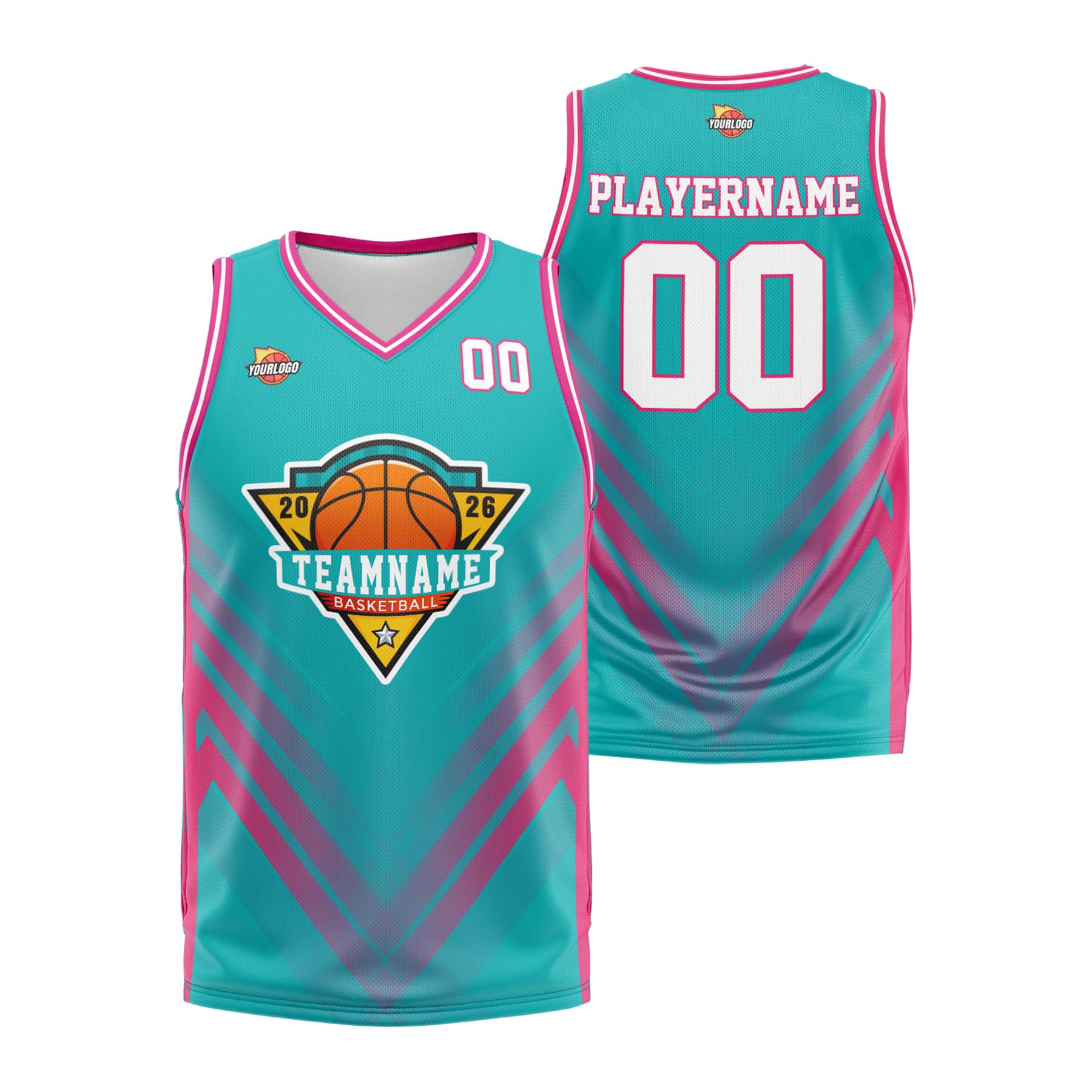 Custom Teal Pink Sports Uniform Basketball Jersey