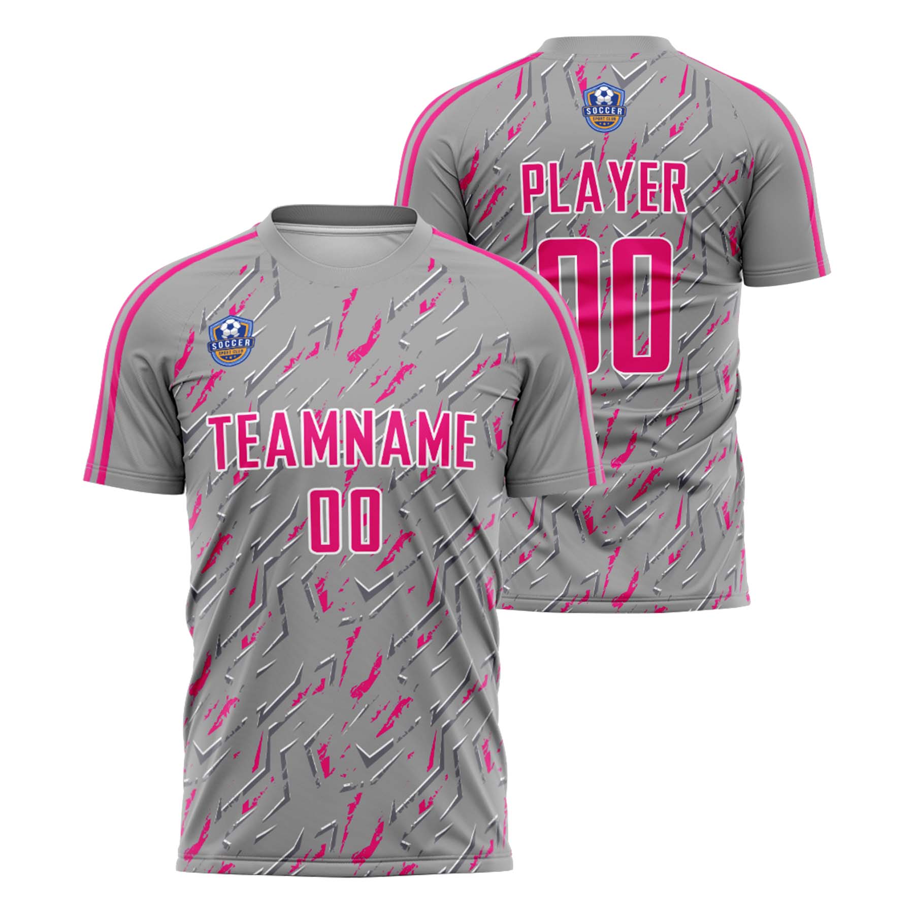Custom Gray Pink Classic Soccer Training Sets Jersey For Adults/Kids