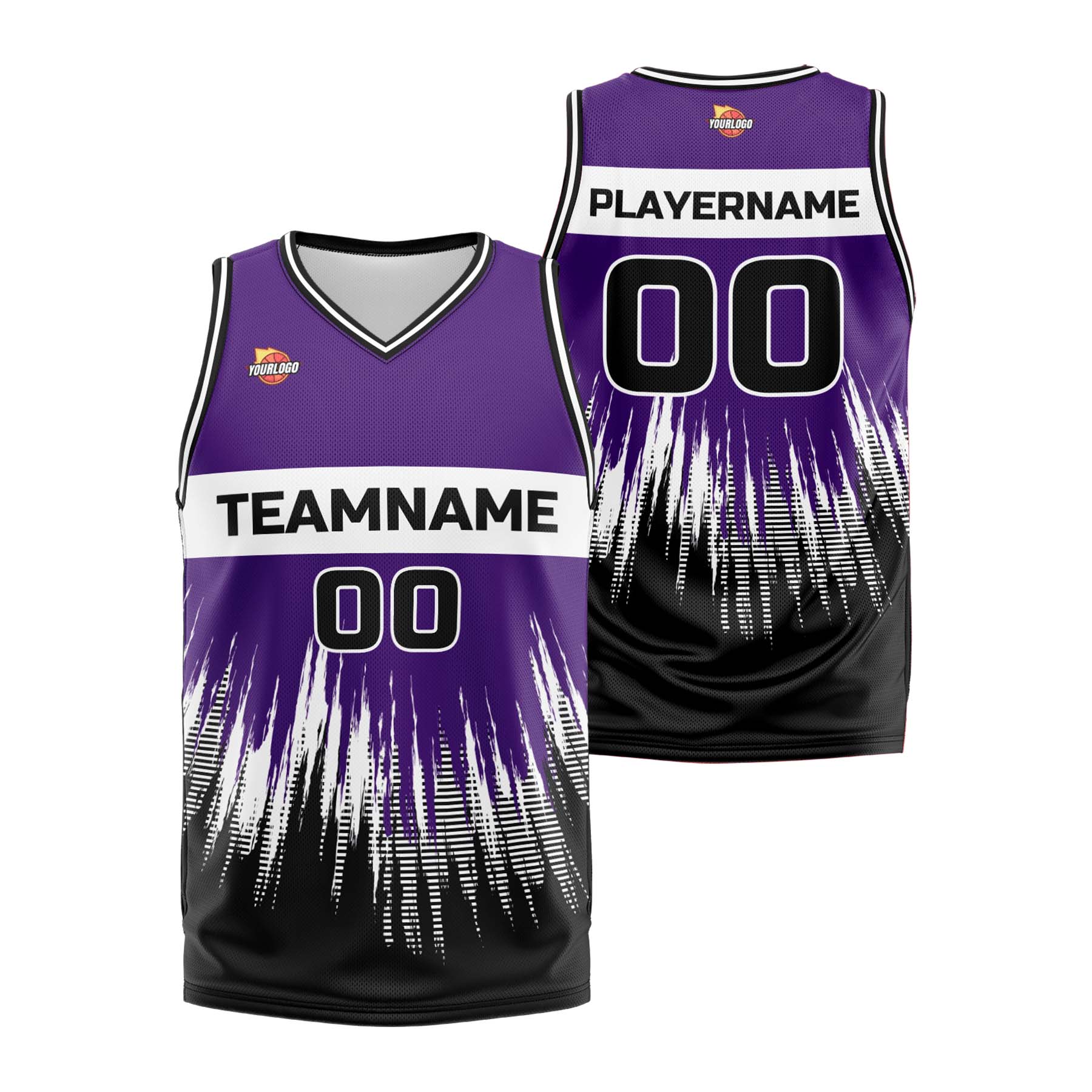 Custom Purple Black Fashion Sports Uniform Basketball Jersey