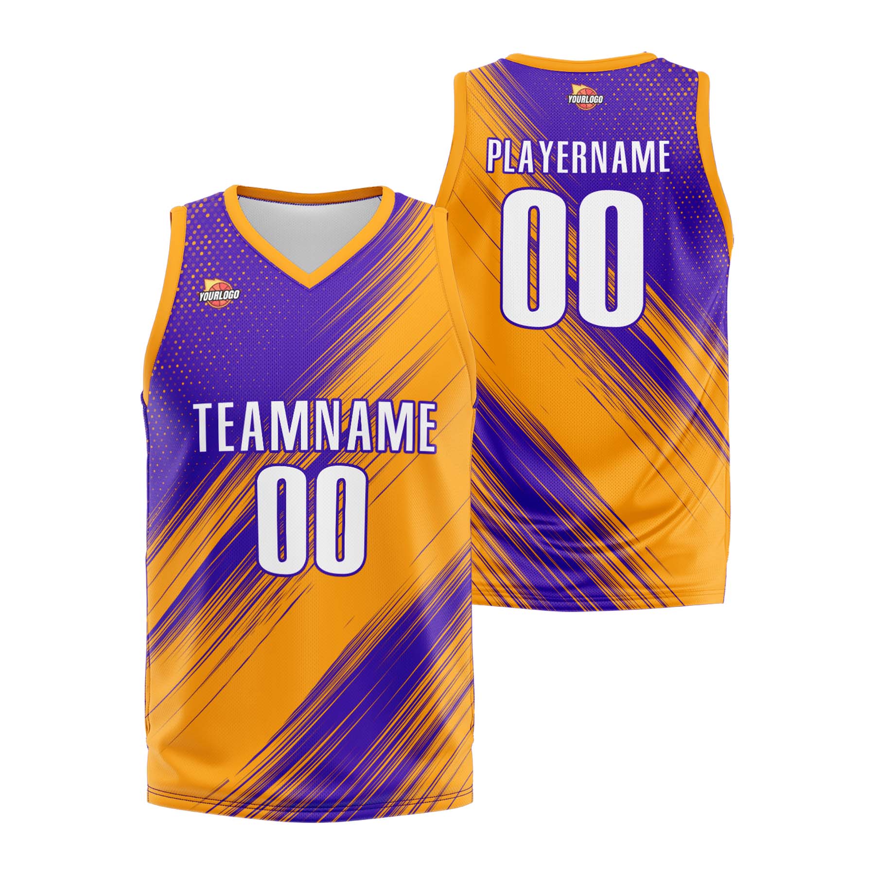 Custom Purple Orange Sports Uniform Basketball Jersey