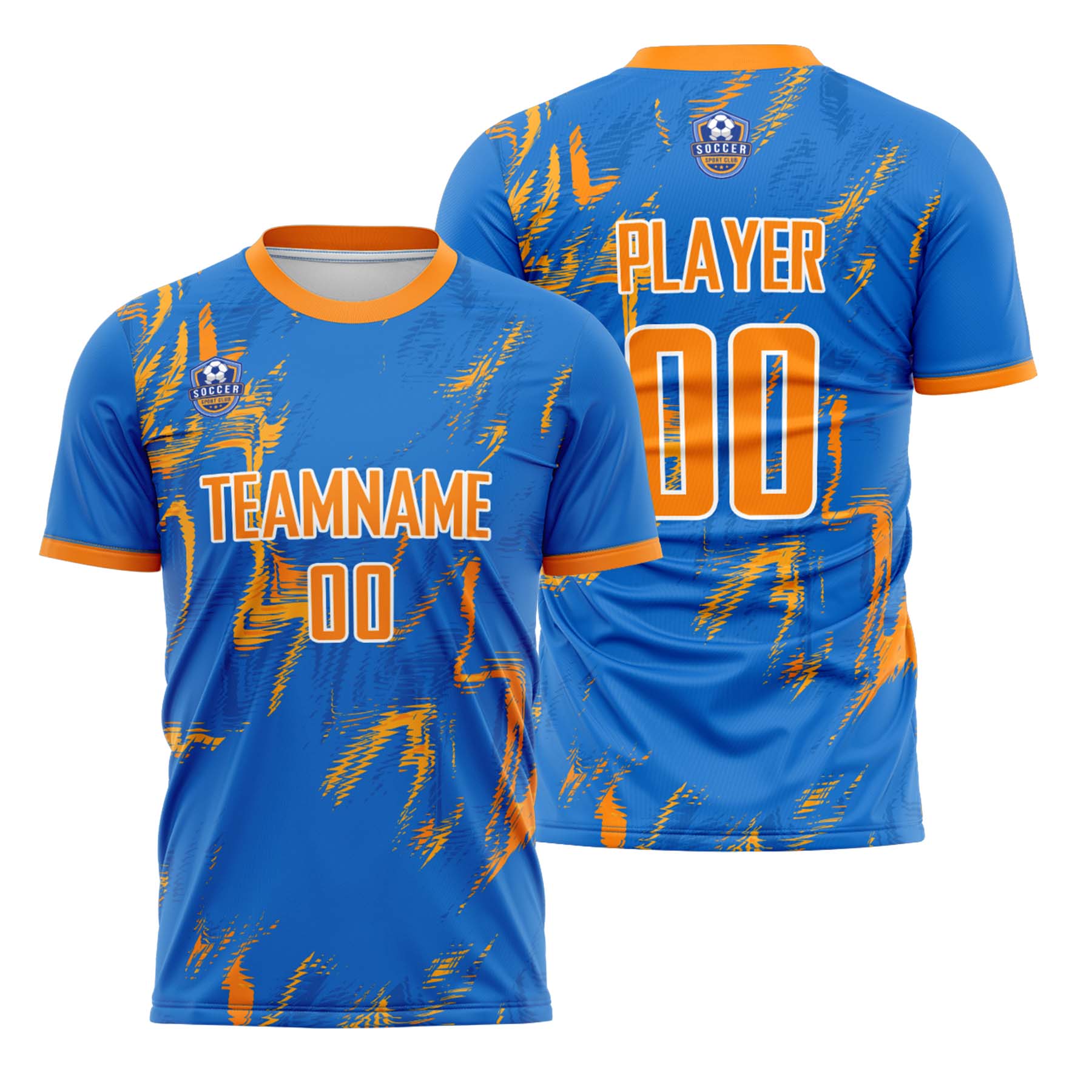 Custom Blue Orange Classic Soccer Training Sets Jersey For Adults/Kids