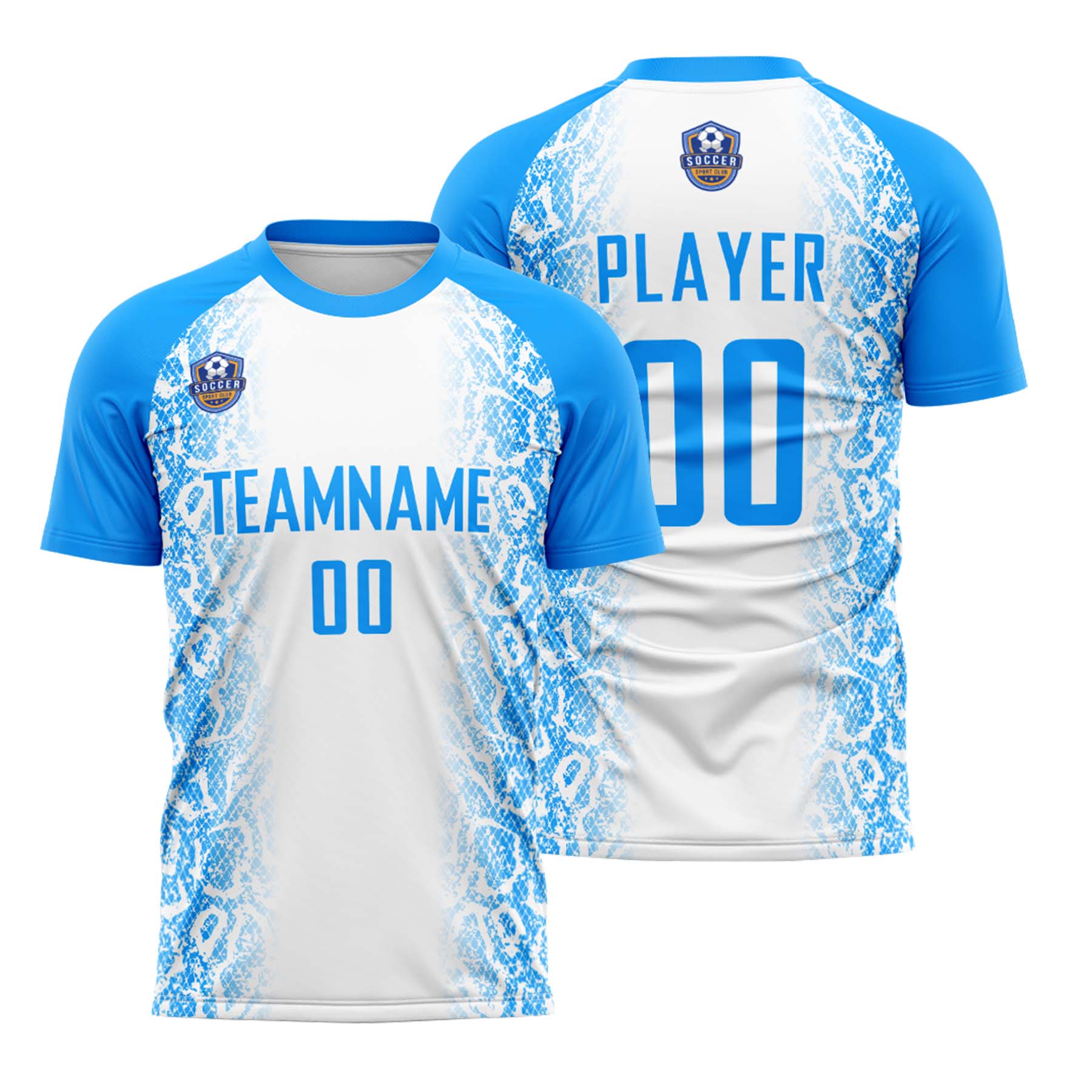Custom White Light Blue Classic Soccer Training Sets Jersey For Adults/Kids