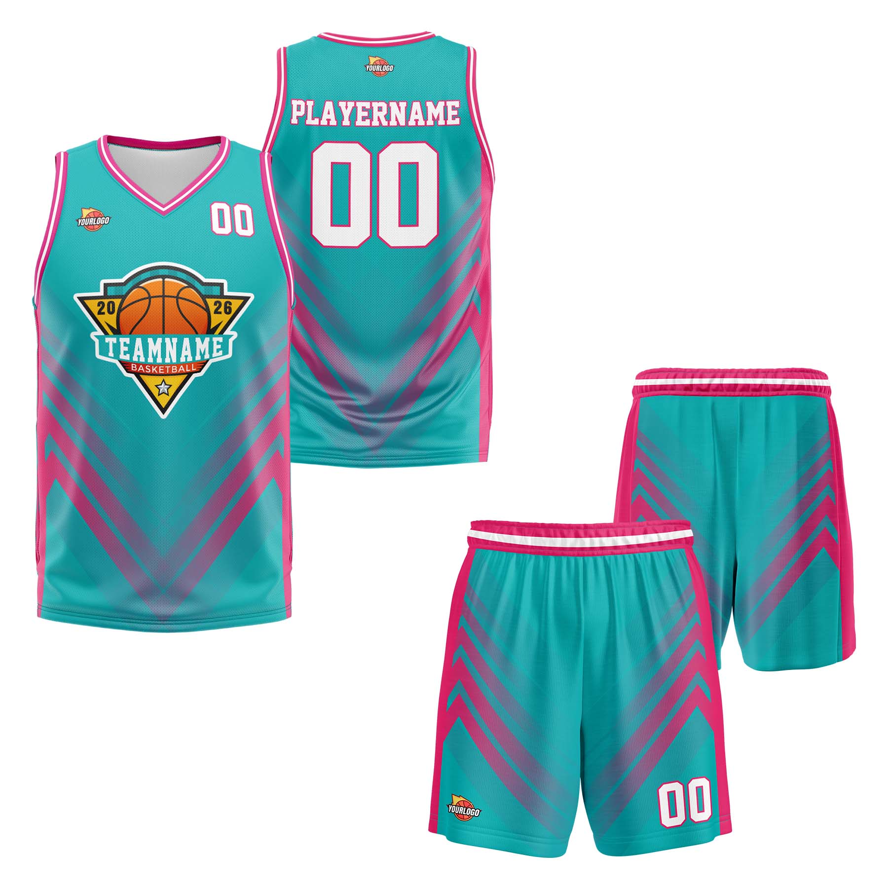 Custom Teal Pink Sports Uniform Basketball Jersey
