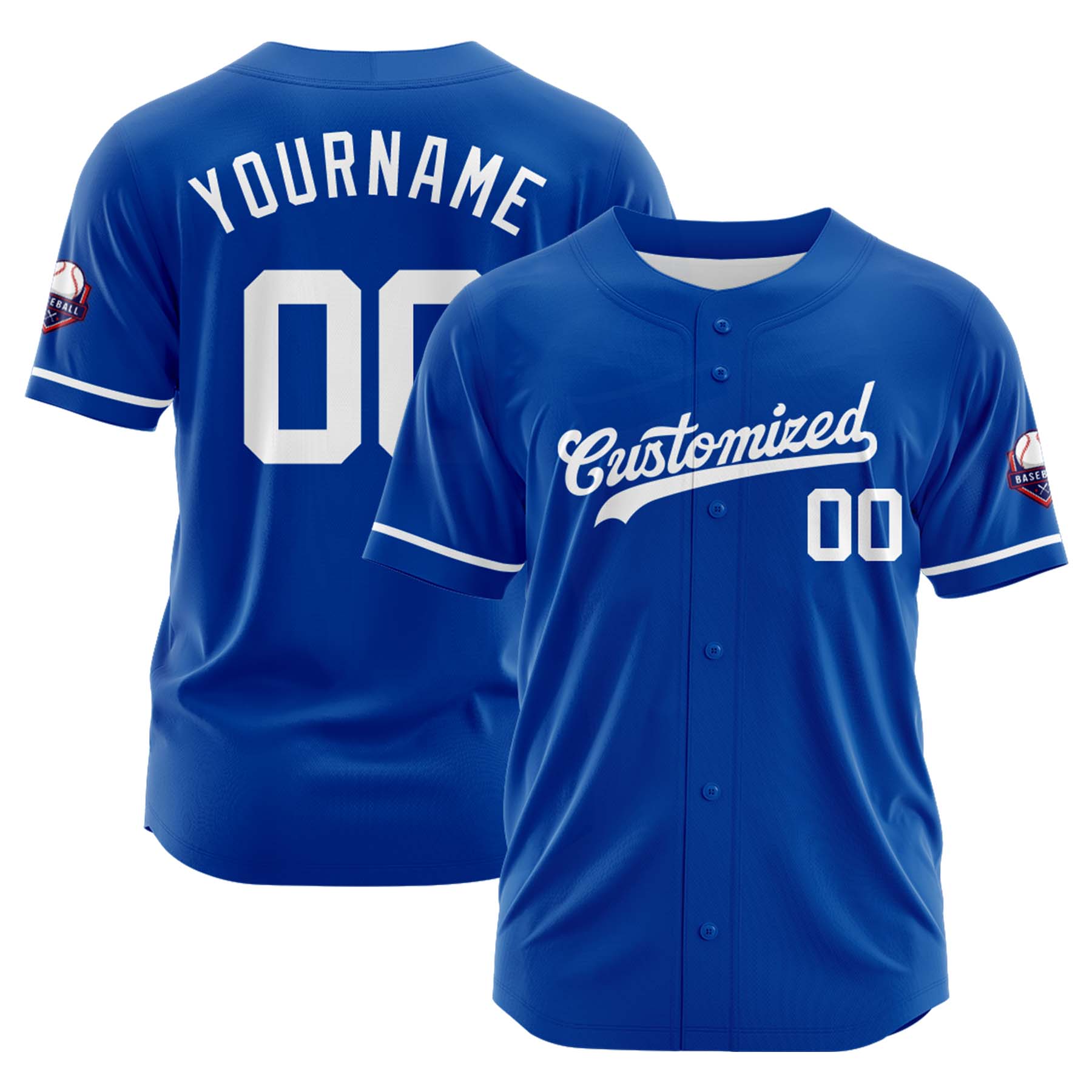 Custom Personalized Blue White Fashion Design Full Button Authentic Baseball Jersey