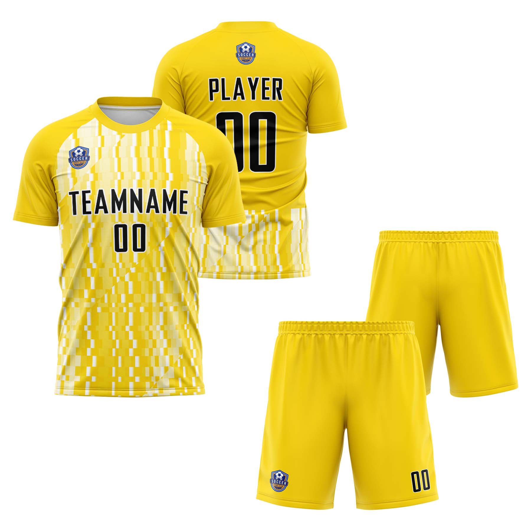 Custom Yellow Black Classic Soccer Training Sets Jersey For Adults/Kids