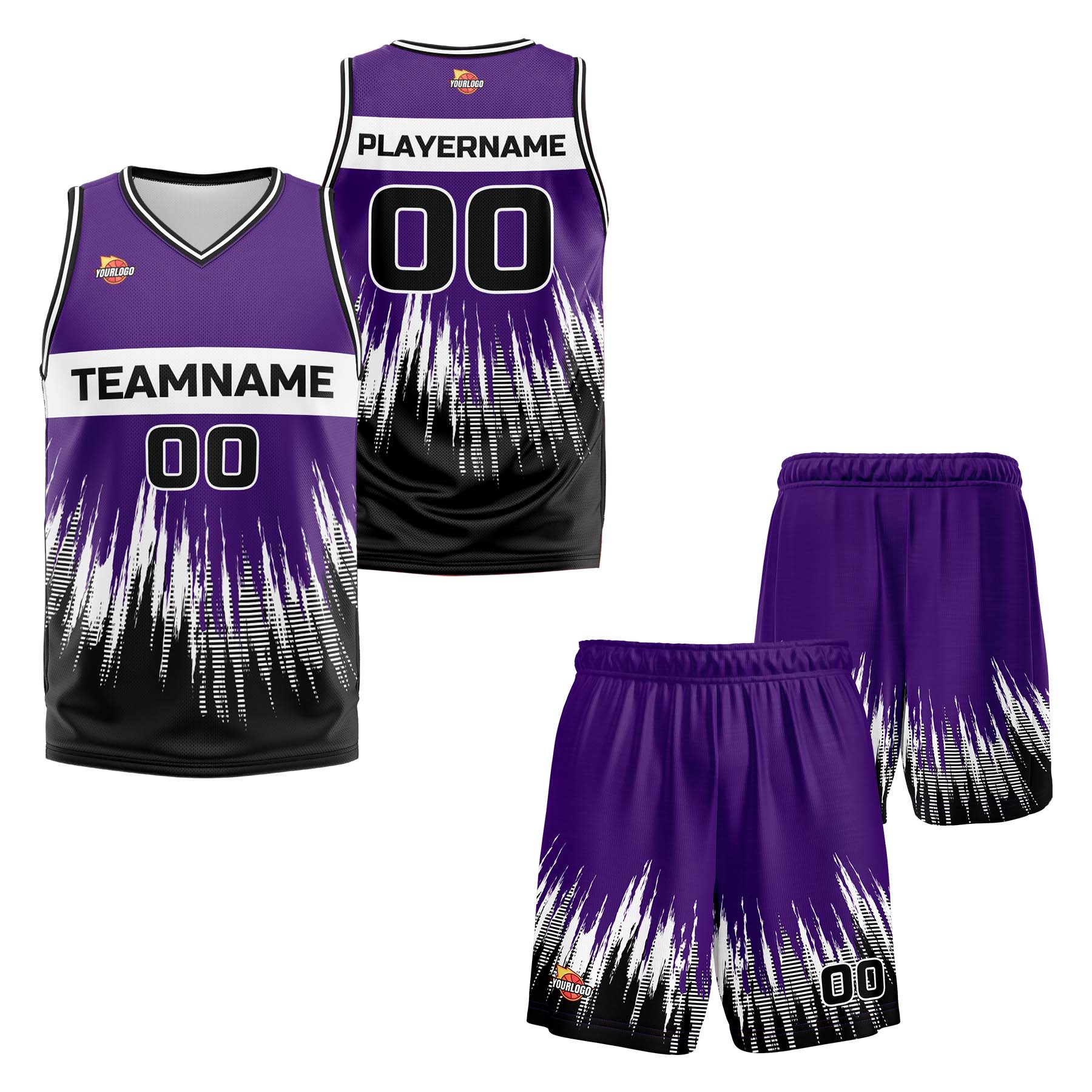Custom Purple Black Fashion Sports Uniform Basketball Jersey