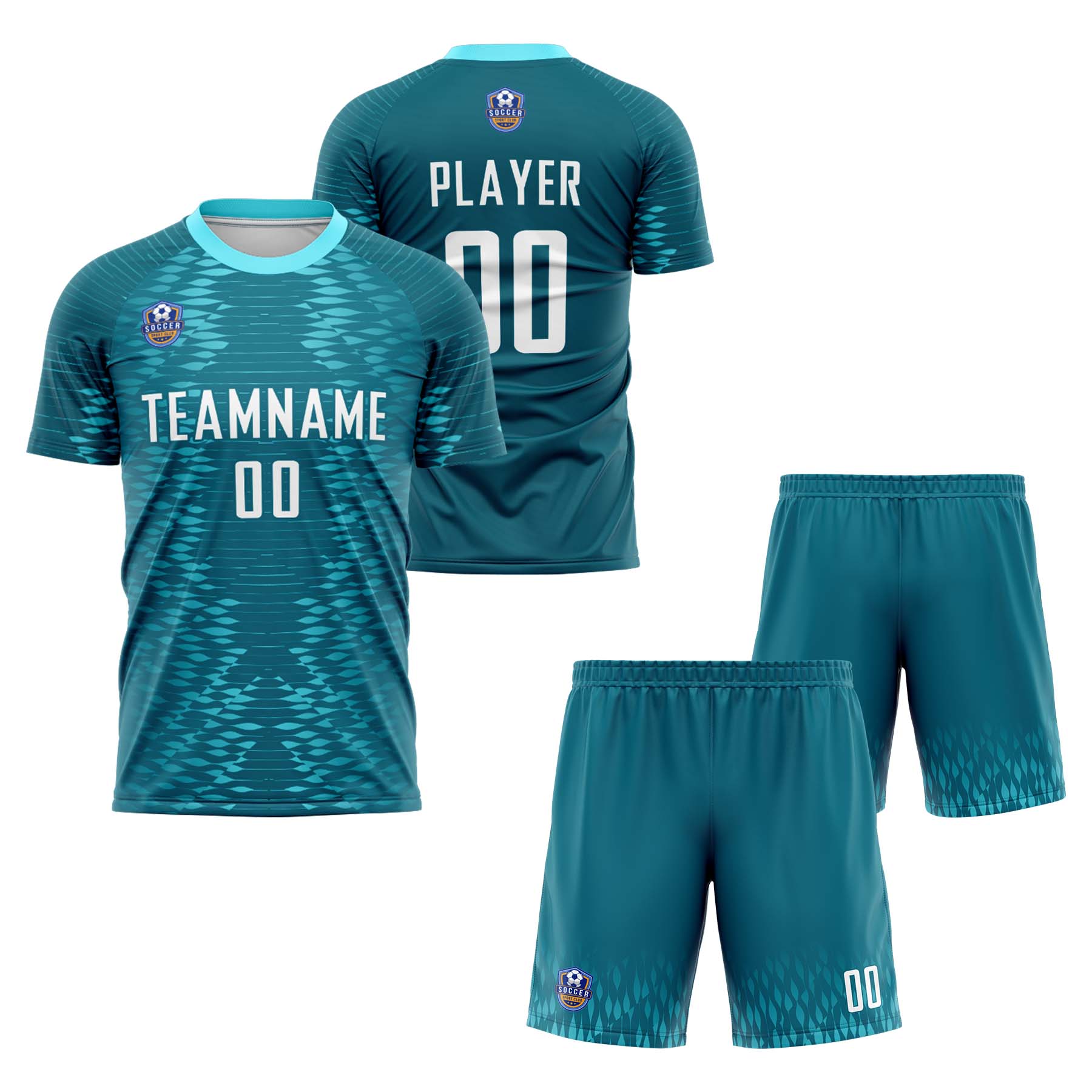 Custom Cyan White Classic Soccer Training Sets Jersey For Adults/Kids