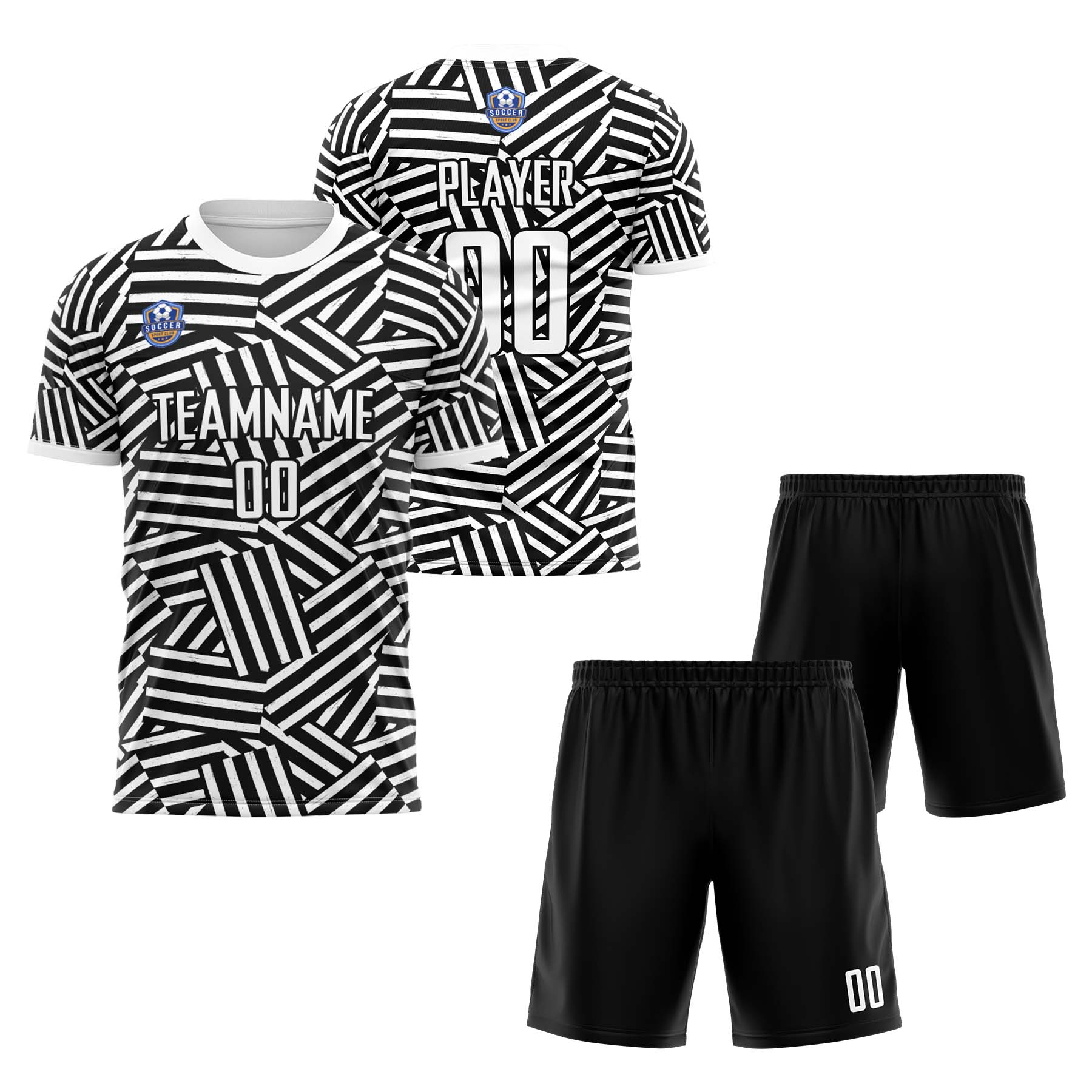 Custom White Black Classic Soccer Training Sets Jersey For Adults/Kids
