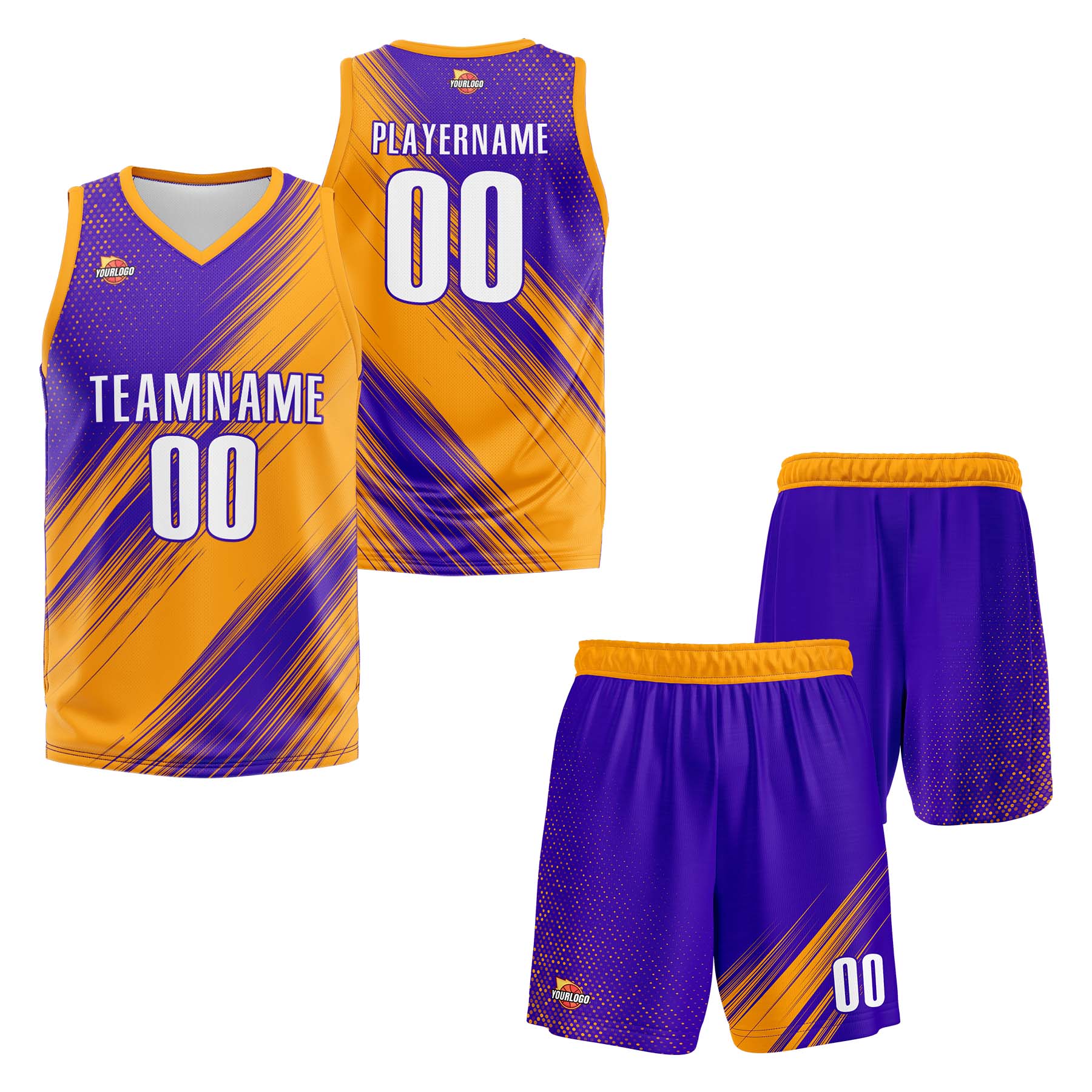 Custom Purple Orange Sports Uniform Basketball Jersey