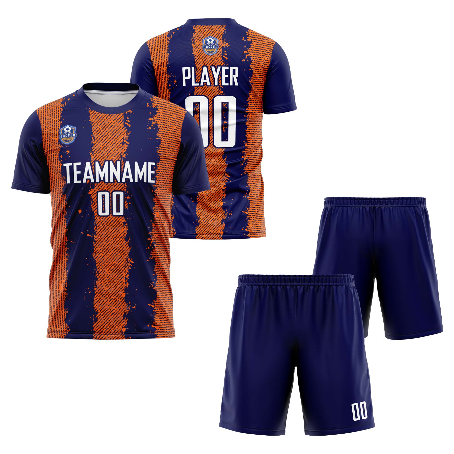 Custom Navy Orange Classic Soccer Training Sets Jersey For Adults/Kids