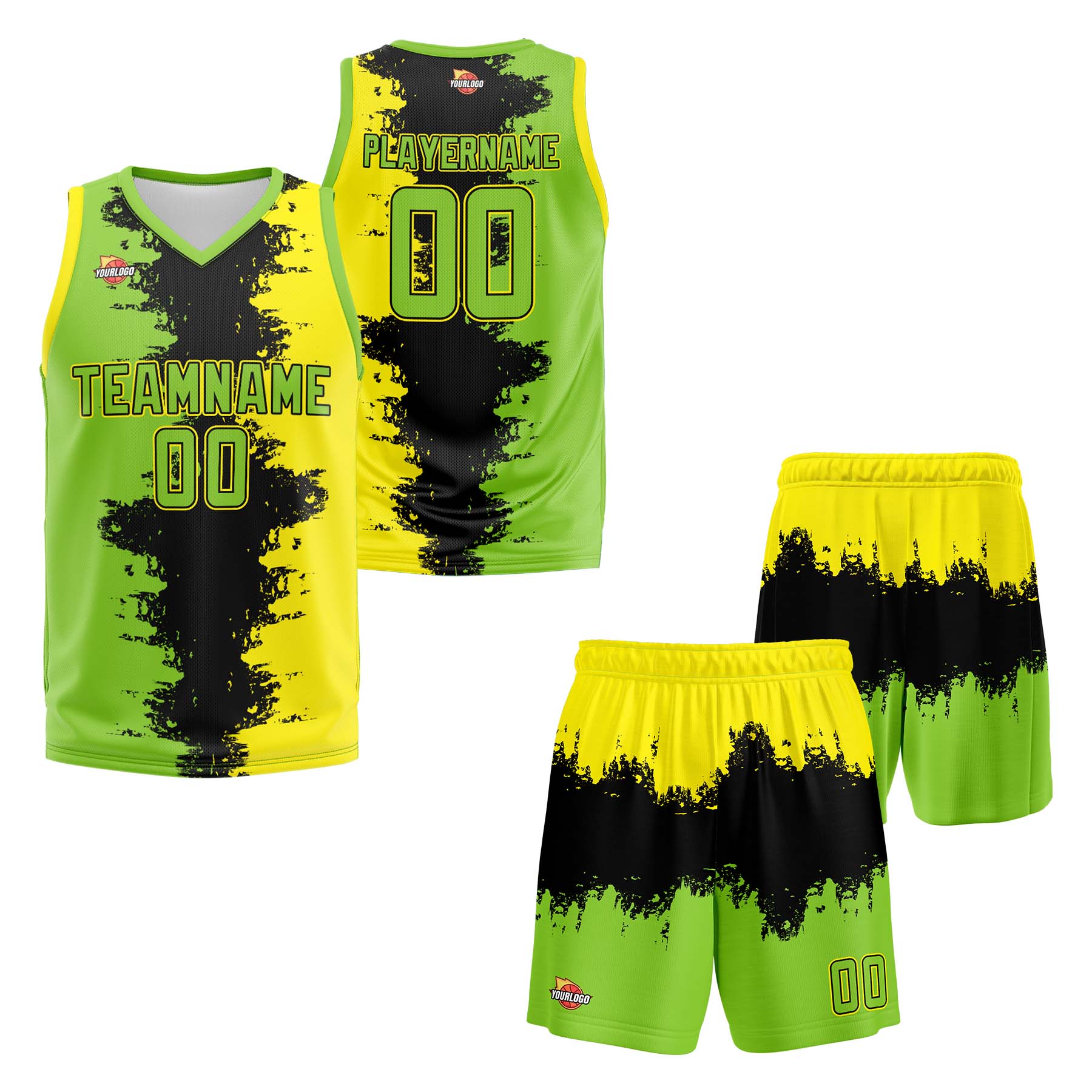 Custom Lime Green Yellow Sports Uniform Basketball Jersey