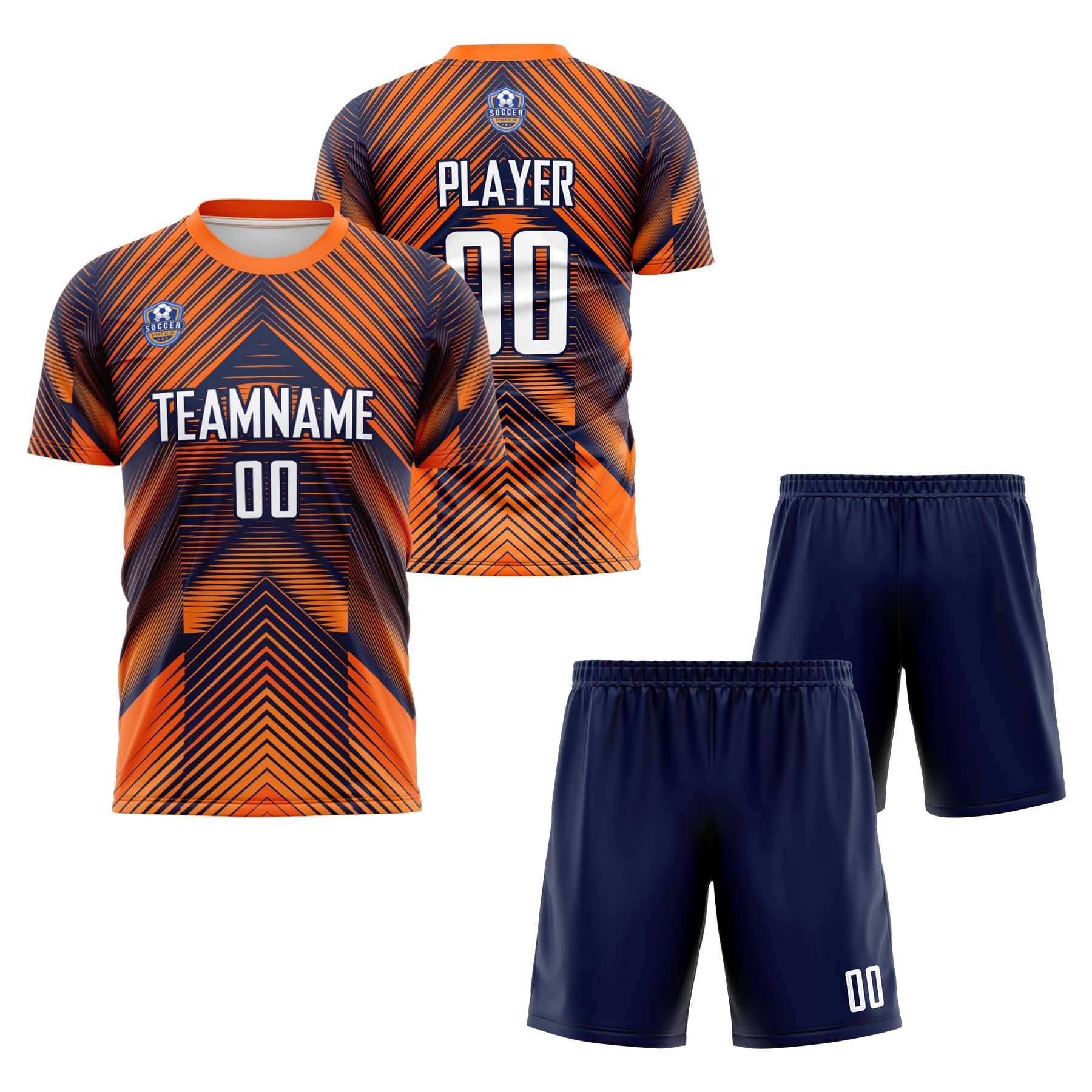 Custom Orange Navy Classic Soccer Training Sets Jersey For Adults/Kids