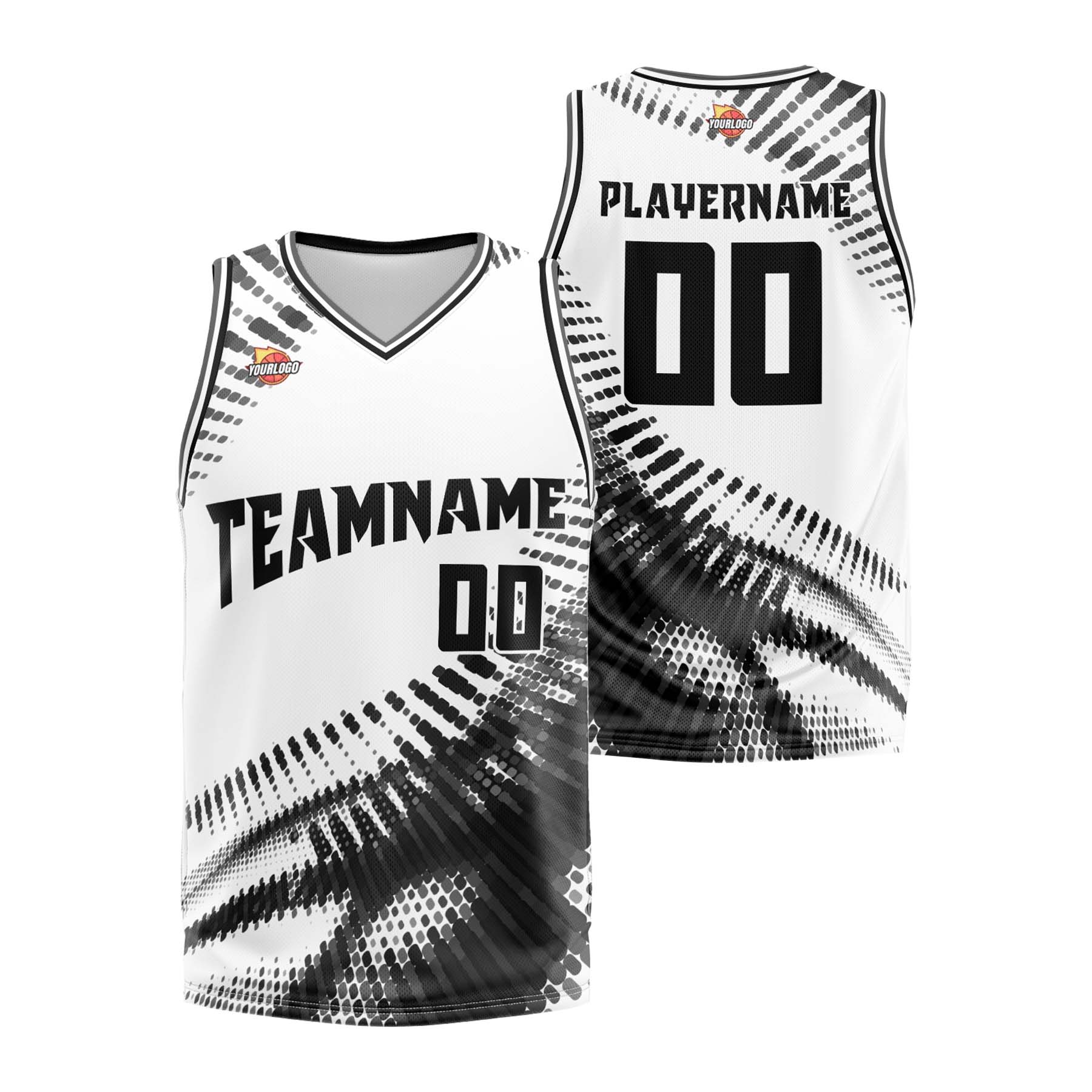 Custom White Black Sports Uniform Basketball Jersey