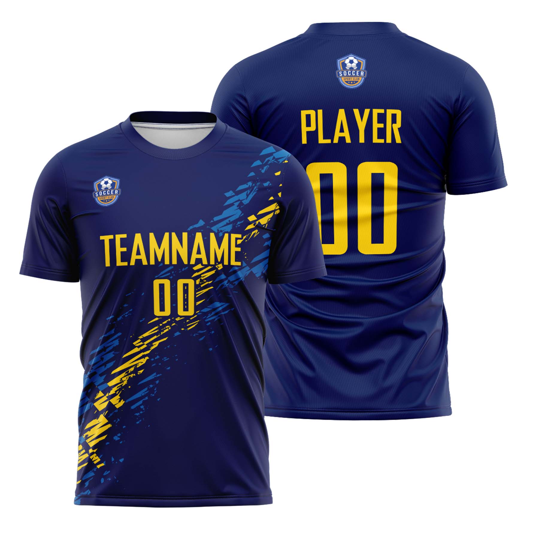 Custom Navy Yellow Classic Soccer Training Sets Jersey For Adults/Kids