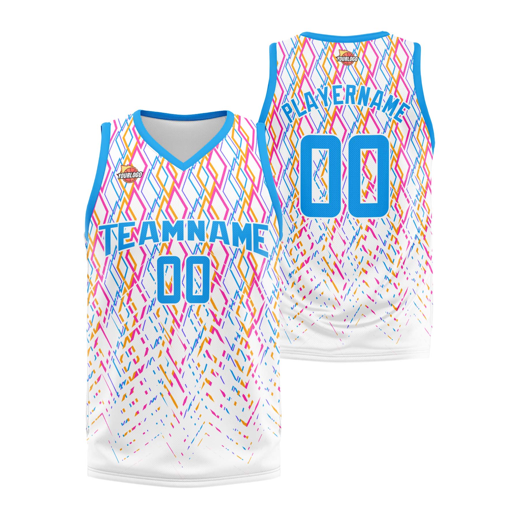Custom White Light Blue Sports Uniform Basketball Jersey
