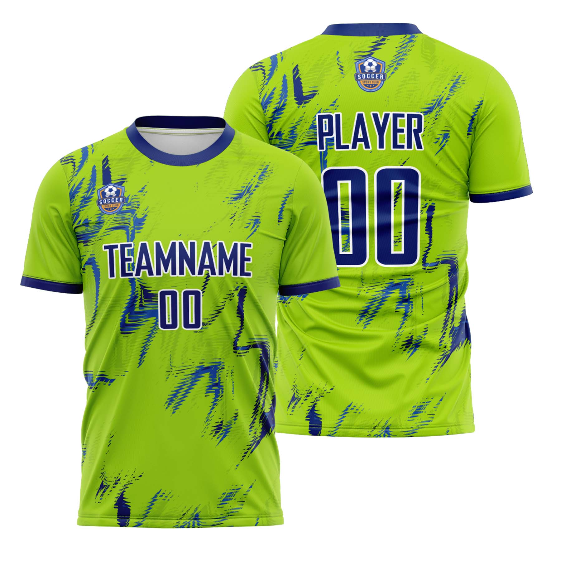 Custom Lime Green Navy Classic Soccer Training Sets Jersey For Adults/Kids