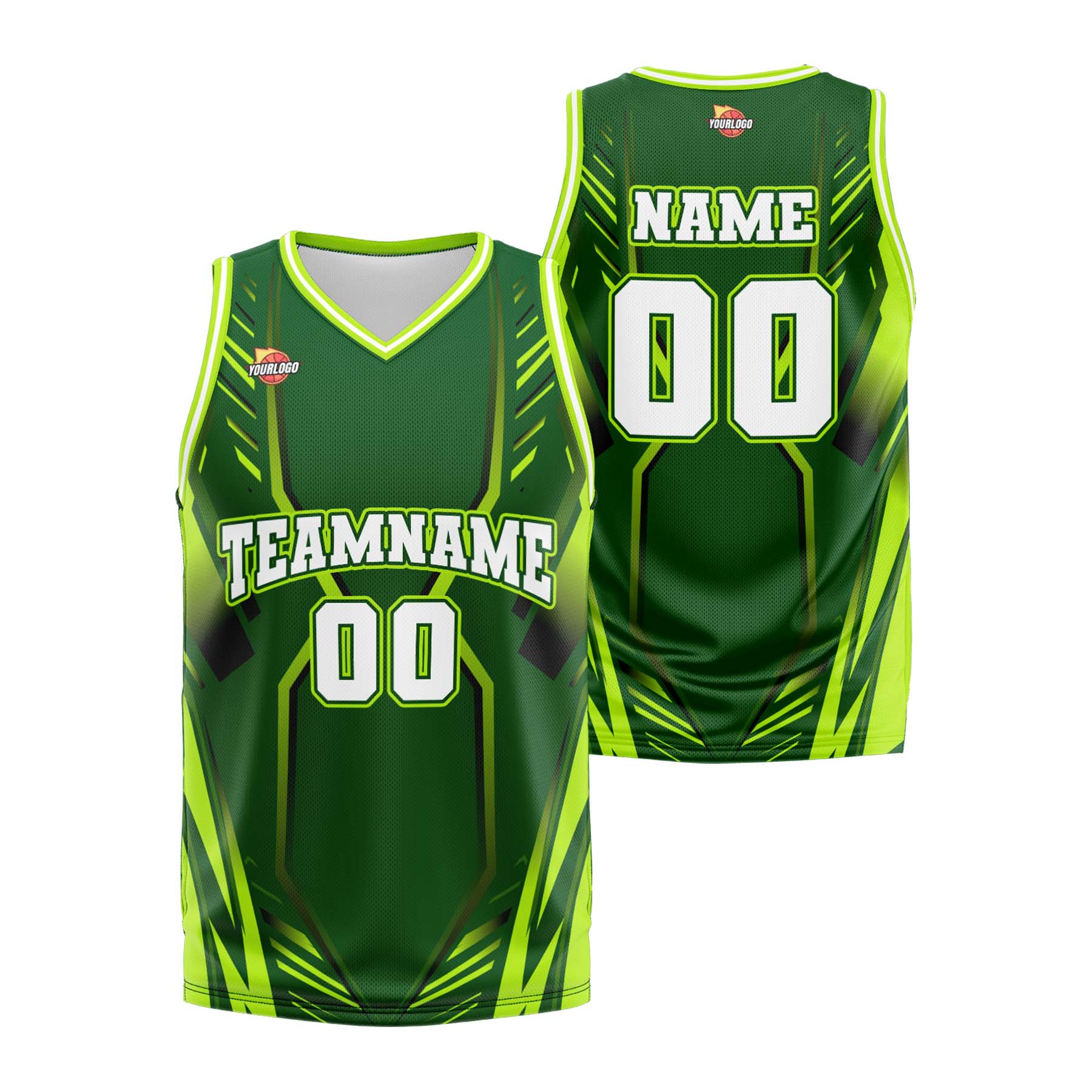 Custom Green White Fashion Sports Uniform Basketball Jersey