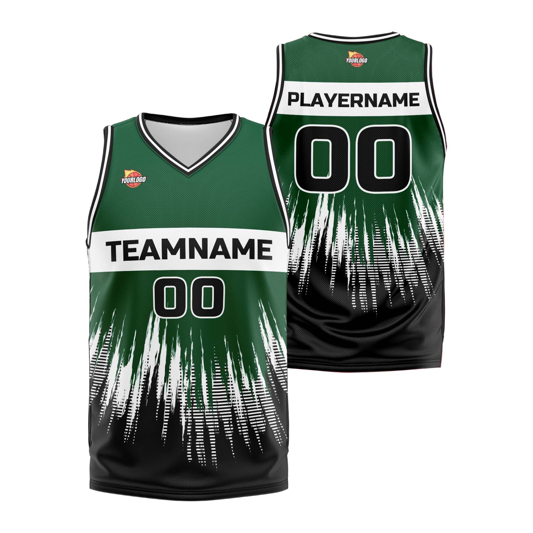 Custom Green Black Fashion Sports Uniform Basketball Jersey