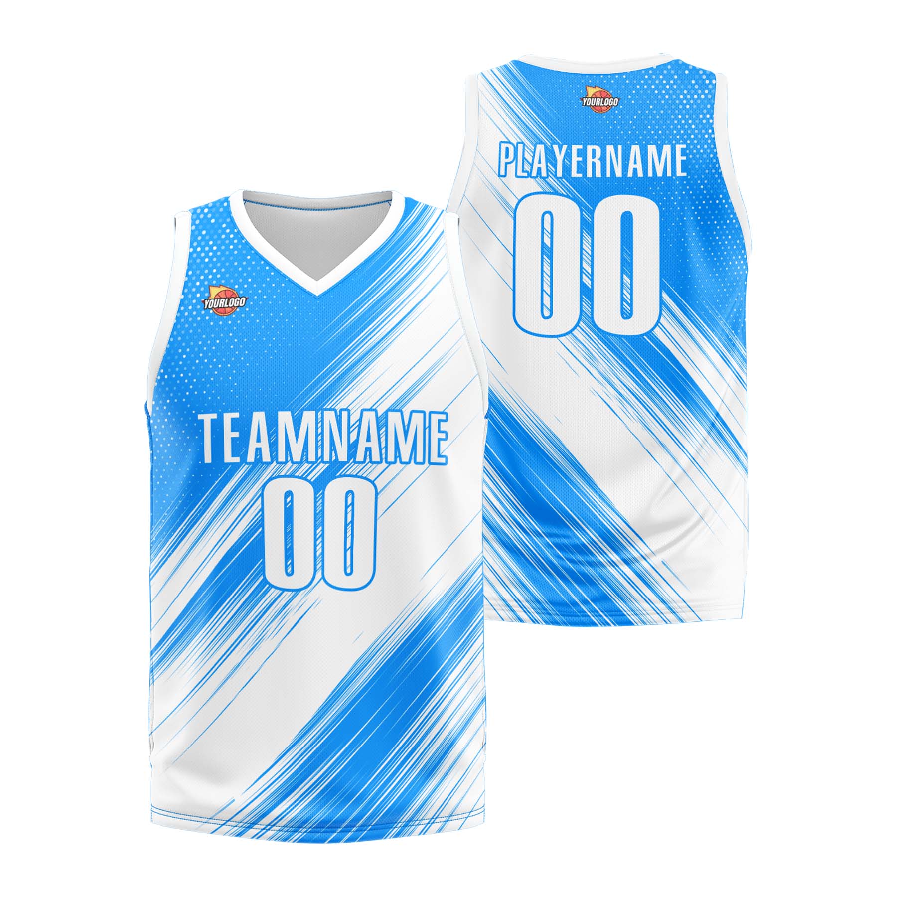 Custom Light Blue White Sports Uniform Basketball Jersey