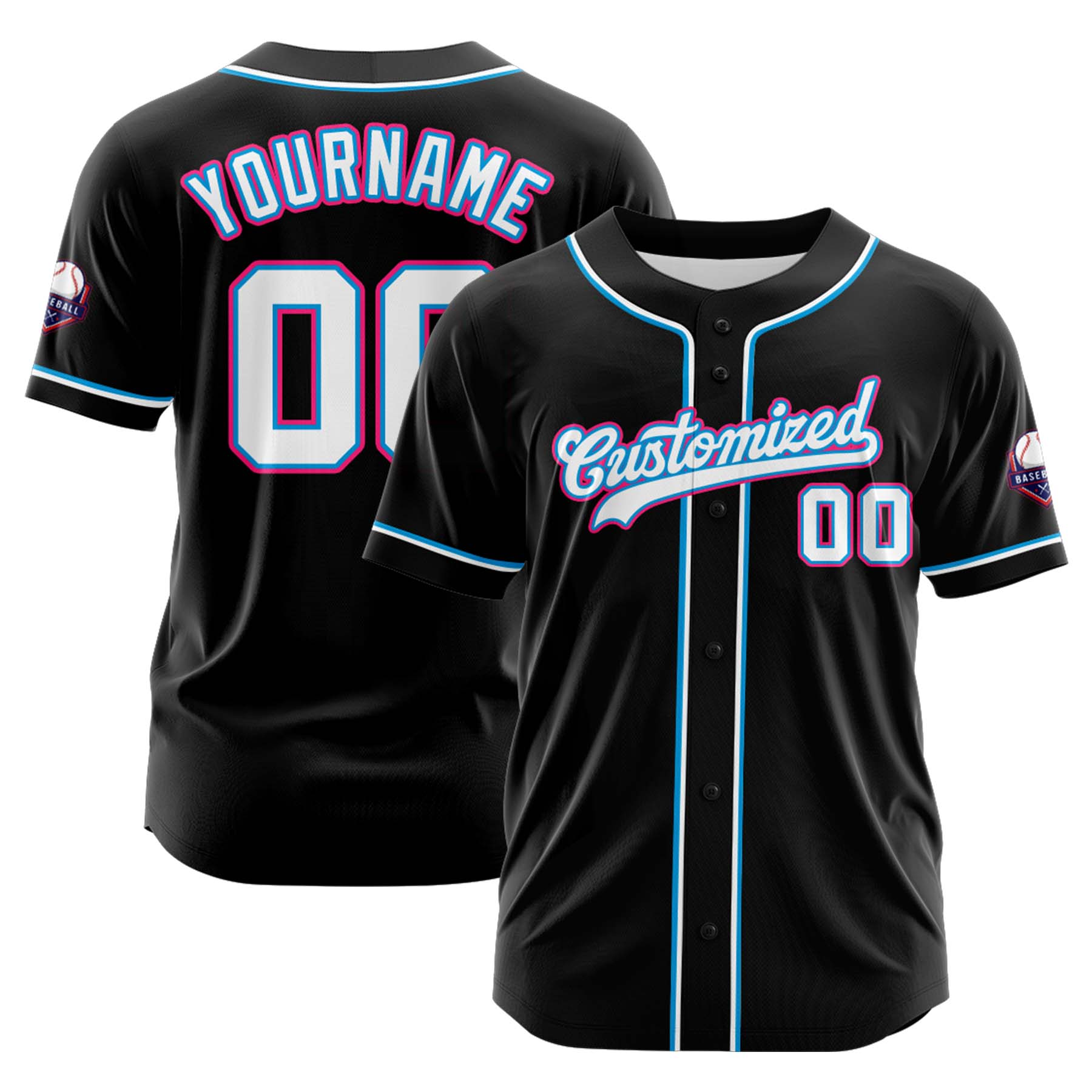 Custom Personalized Black White Fashion Design Full Button Authentic Baseball Jersey