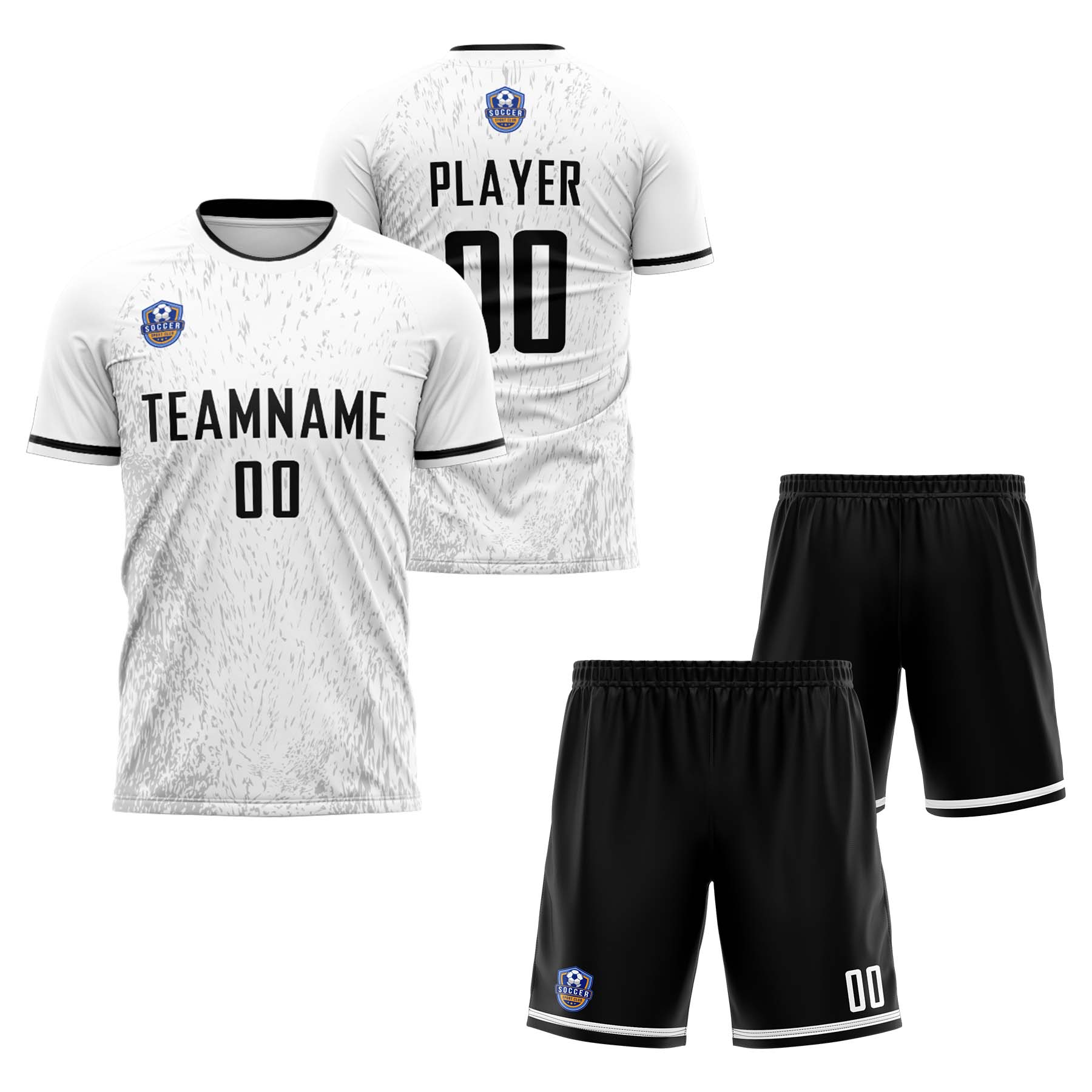 Custom White Black Classic Soccer Training Sets Jersey For Adults/Kids