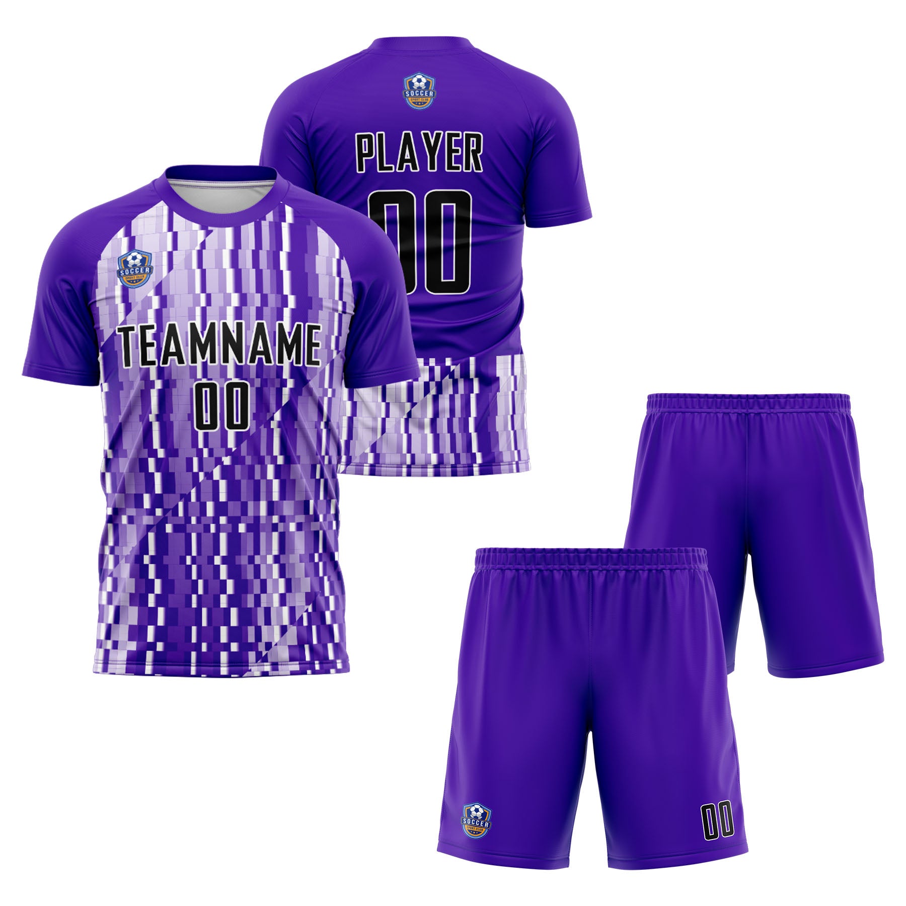 Custom Purple Black Classic Soccer Training Sets Jersey For Adults/Kids