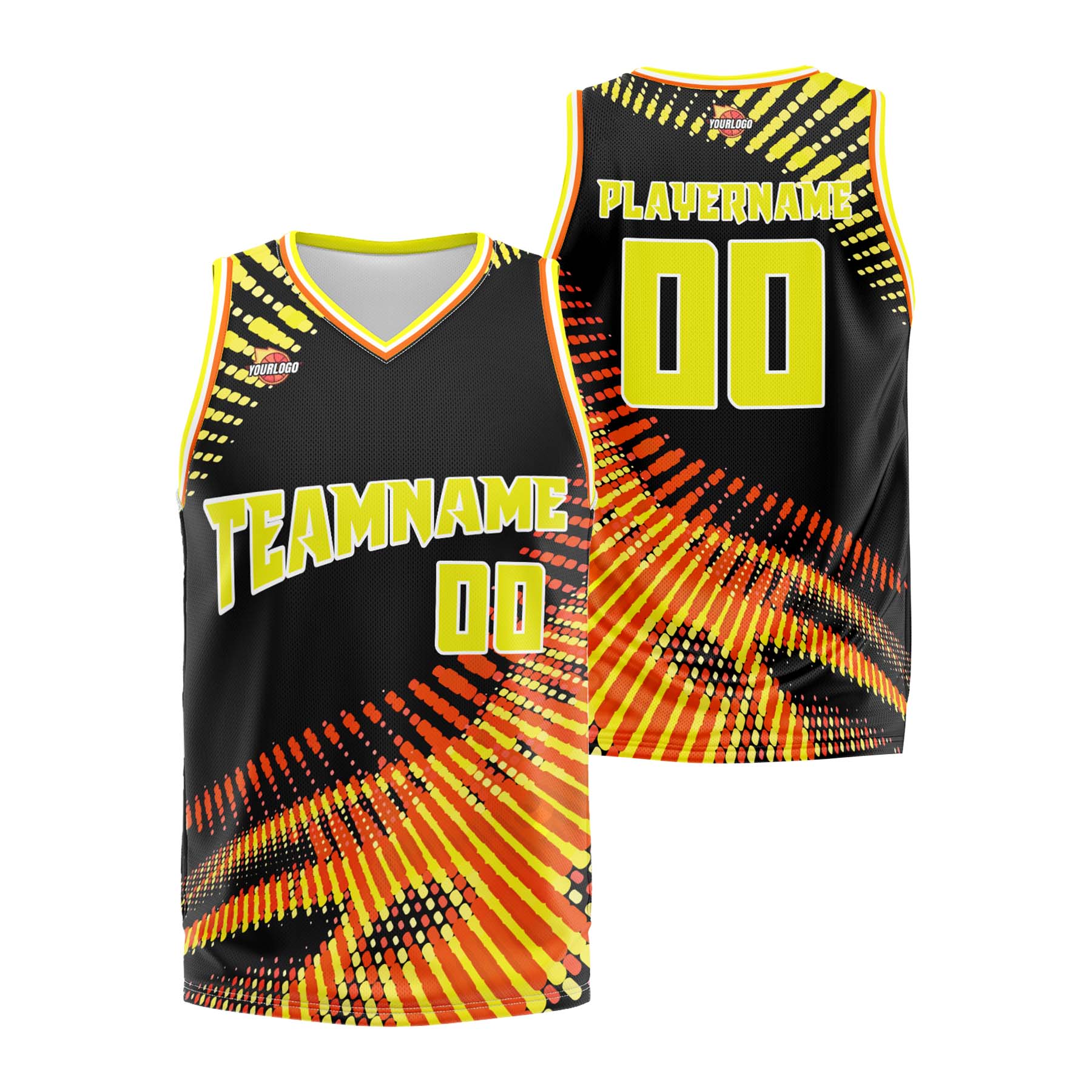 Custom Black Yellow Sports Uniform Basketball Jersey