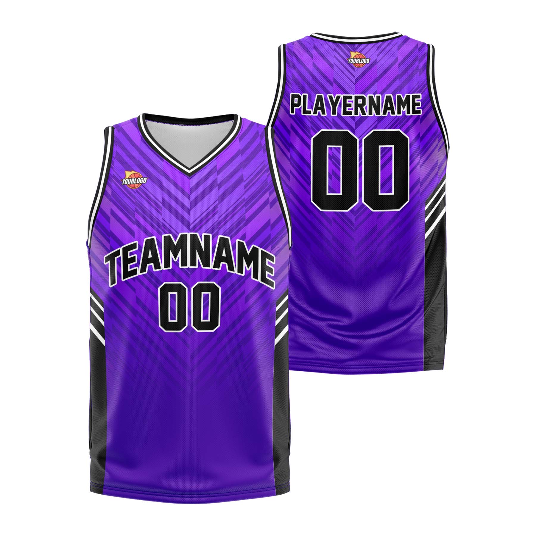 Custom Purple Black Fashion Sports Uniform Basketball Jersey