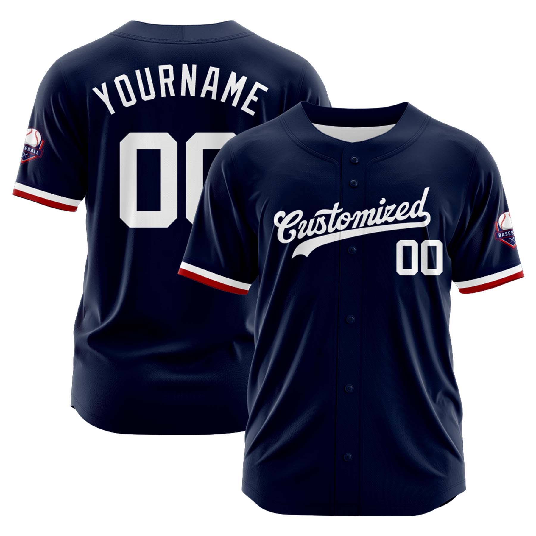 Custom Personalized Navy White Fashion Design Full Button Authentic Baseball Jersey