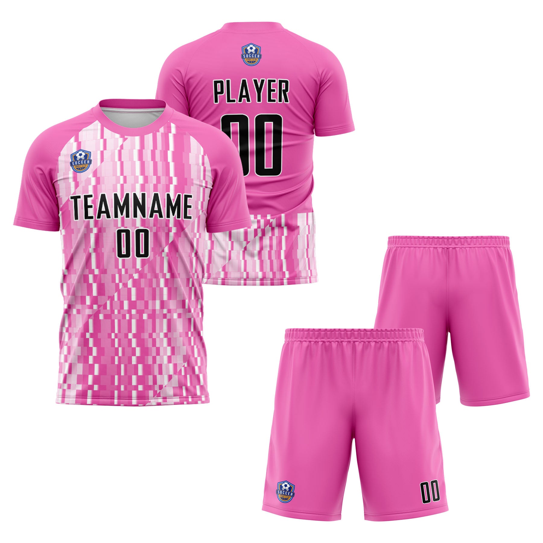 Custom Pink Black Classic Soccer Training Sets Jersey For Adults/Kids