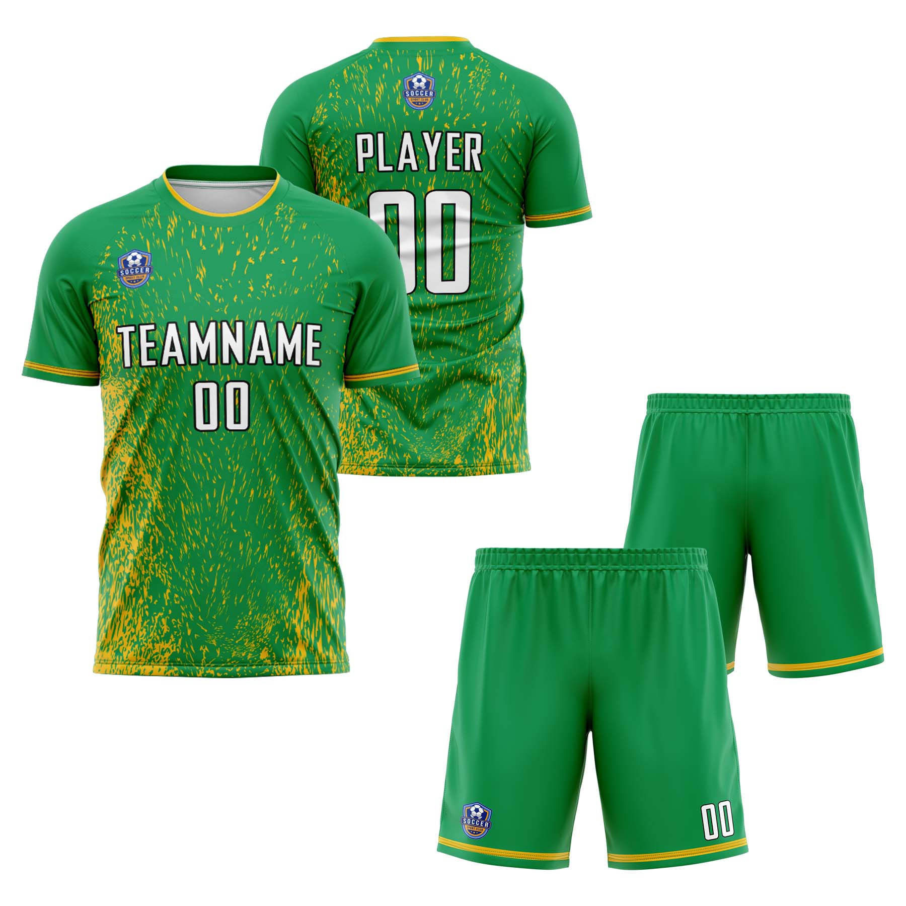 Custom Green Yellow Classic Soccer Training Sets Jersey For Adults/Kids