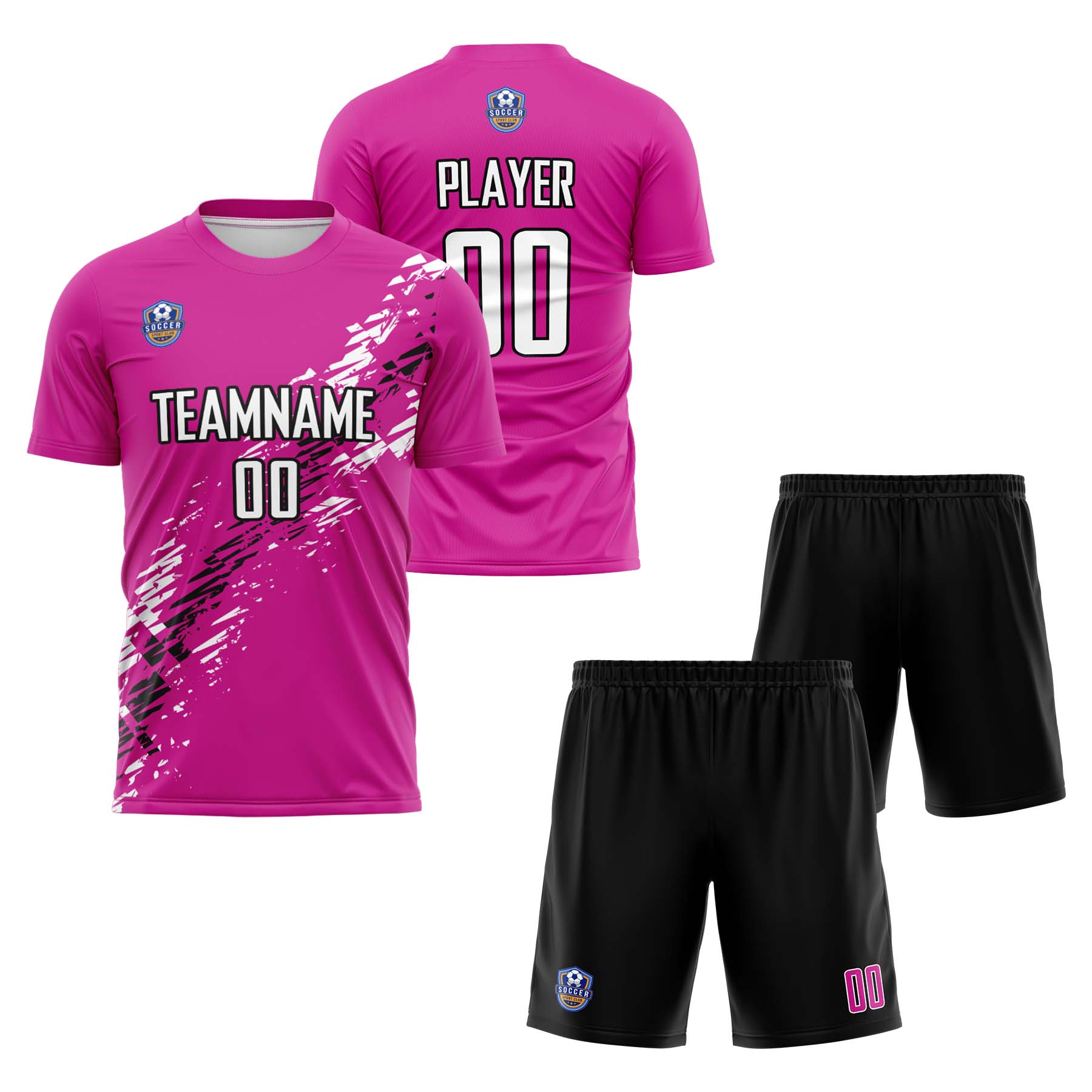 Custom Pink Black Classic Soccer Training Sets Jersey For Adults/Kids