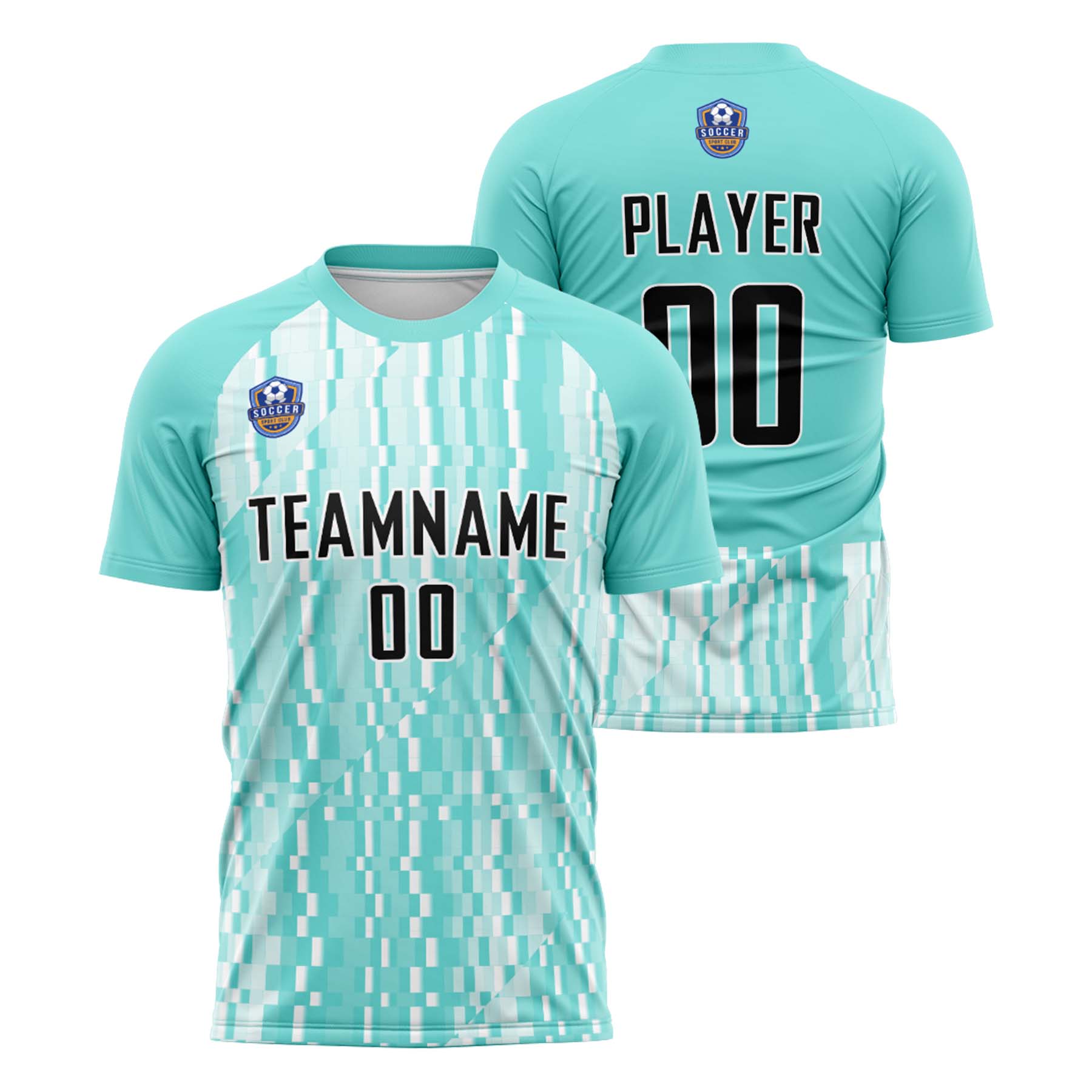 Custom Cyan Black Classic Soccer Training Sets Jersey For Adults/Kids