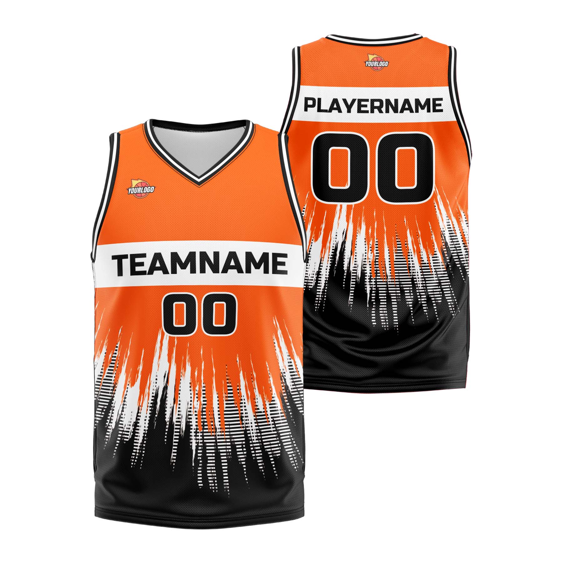 Custom Orange Black Fashion Sports Uniform Basketball Jersey