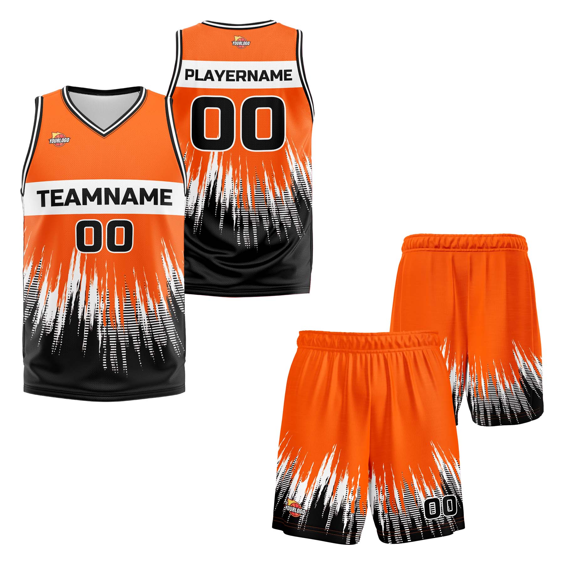 Custom Orange Black Fashion Sports Uniform Basketball Jersey