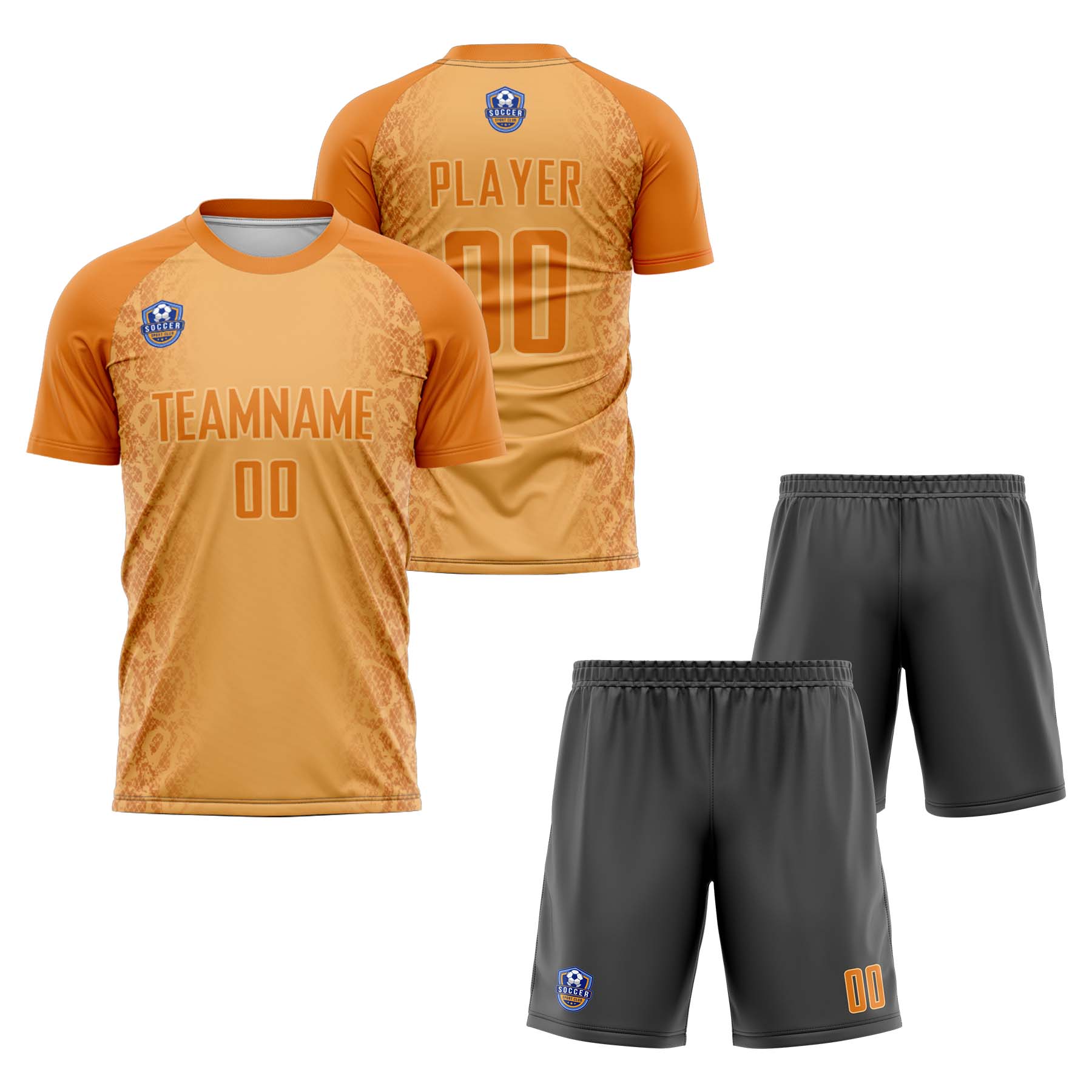Custom Orange Gray Classic Soccer Training Sets Jersey For Adults/Kids