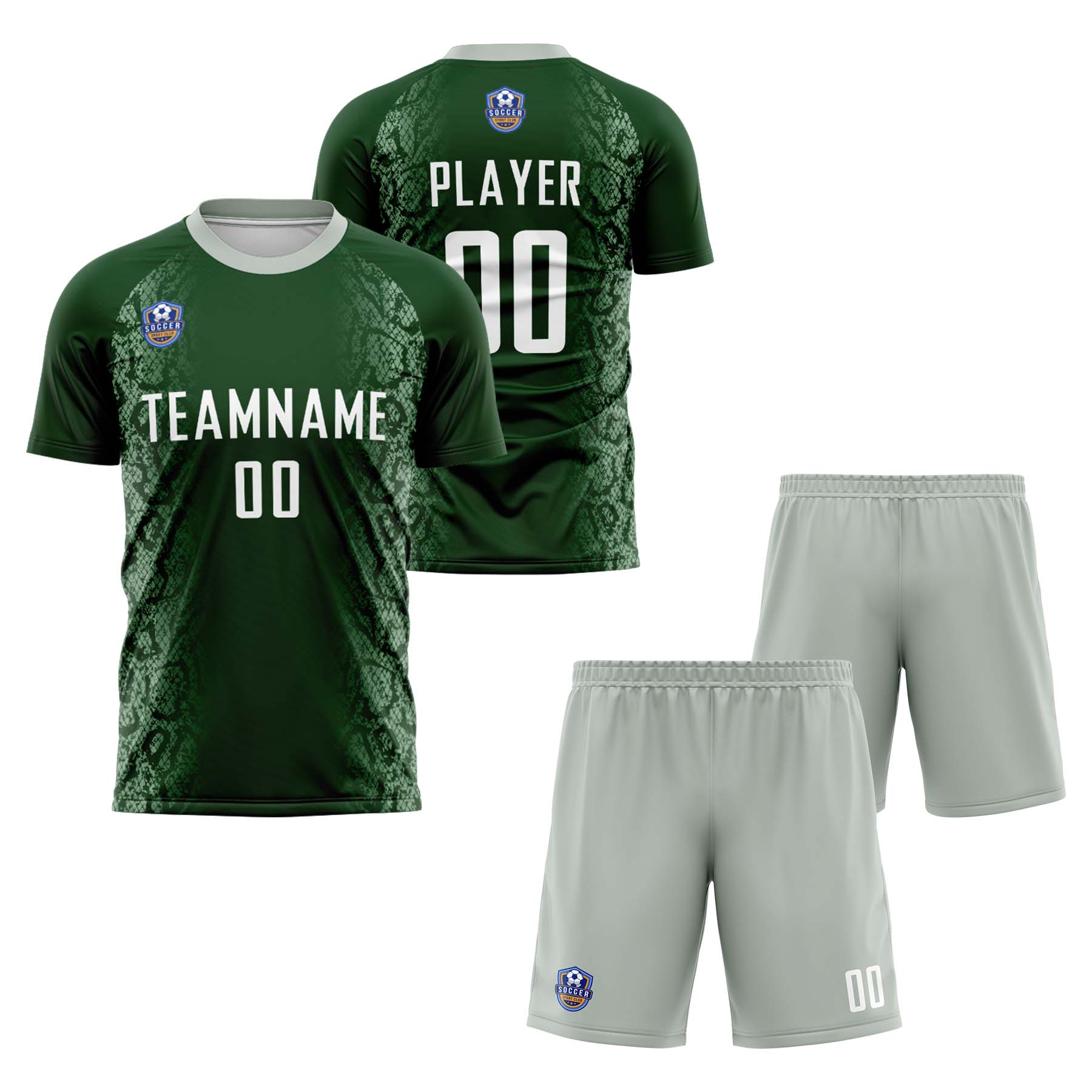 Custom Dark Green Gray Classic Soccer Training Sets Jersey For Adults/Kids