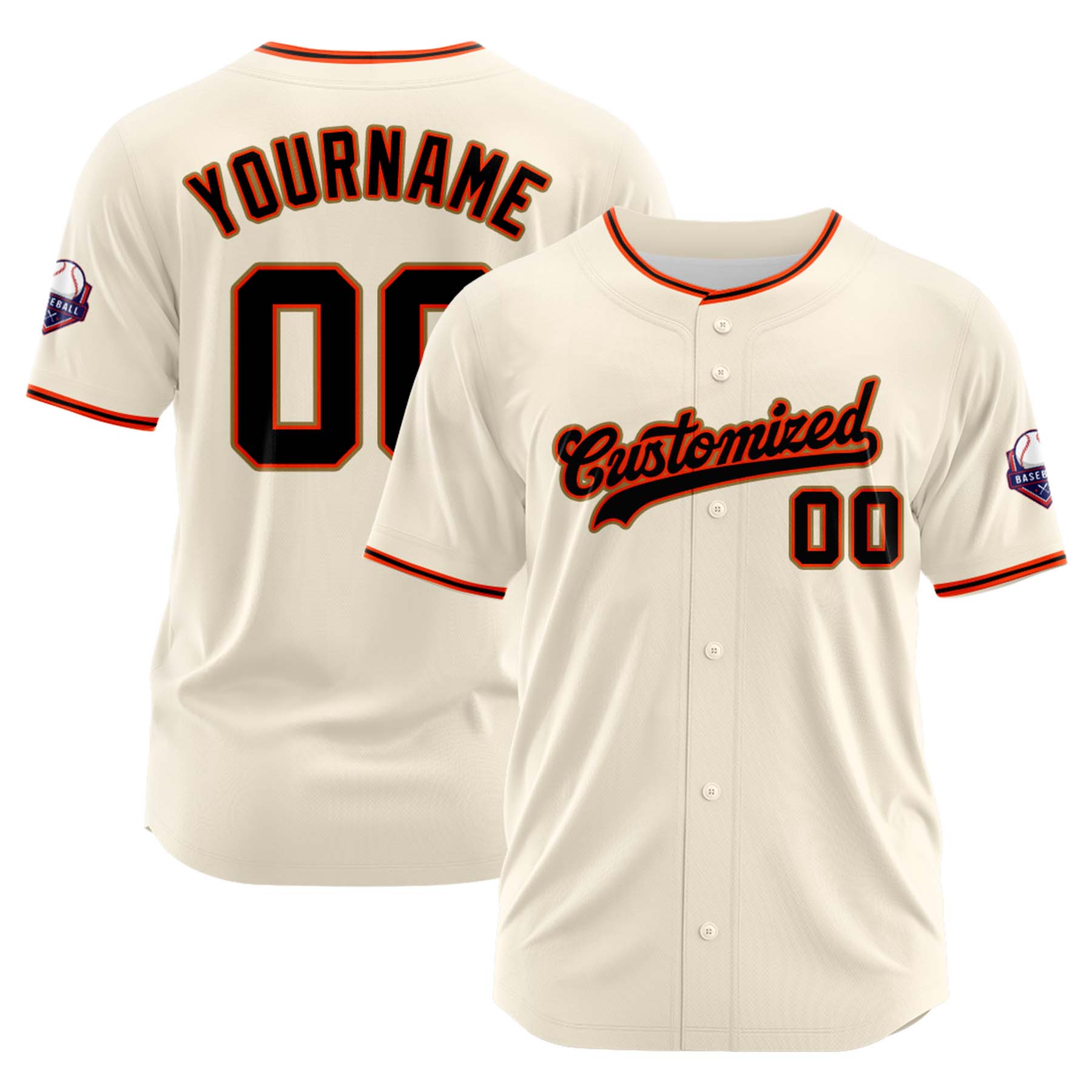 Custom Personalized Cream Black Red Fashion Design Full Button Authentic Baseball Jersey