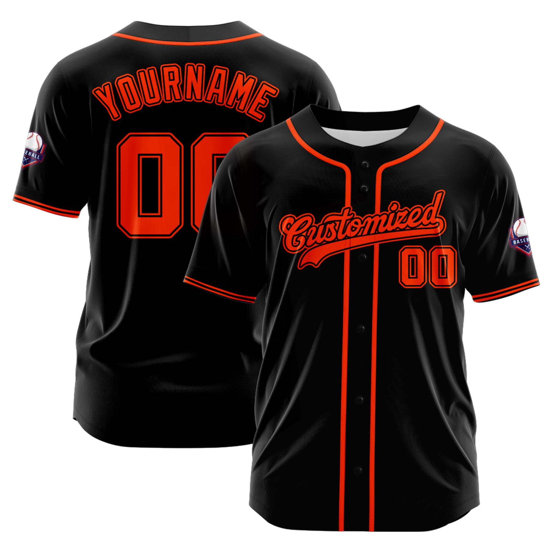 Custom Personalized Black Red Fashion Design Full Button Authentic Baseball Jersey