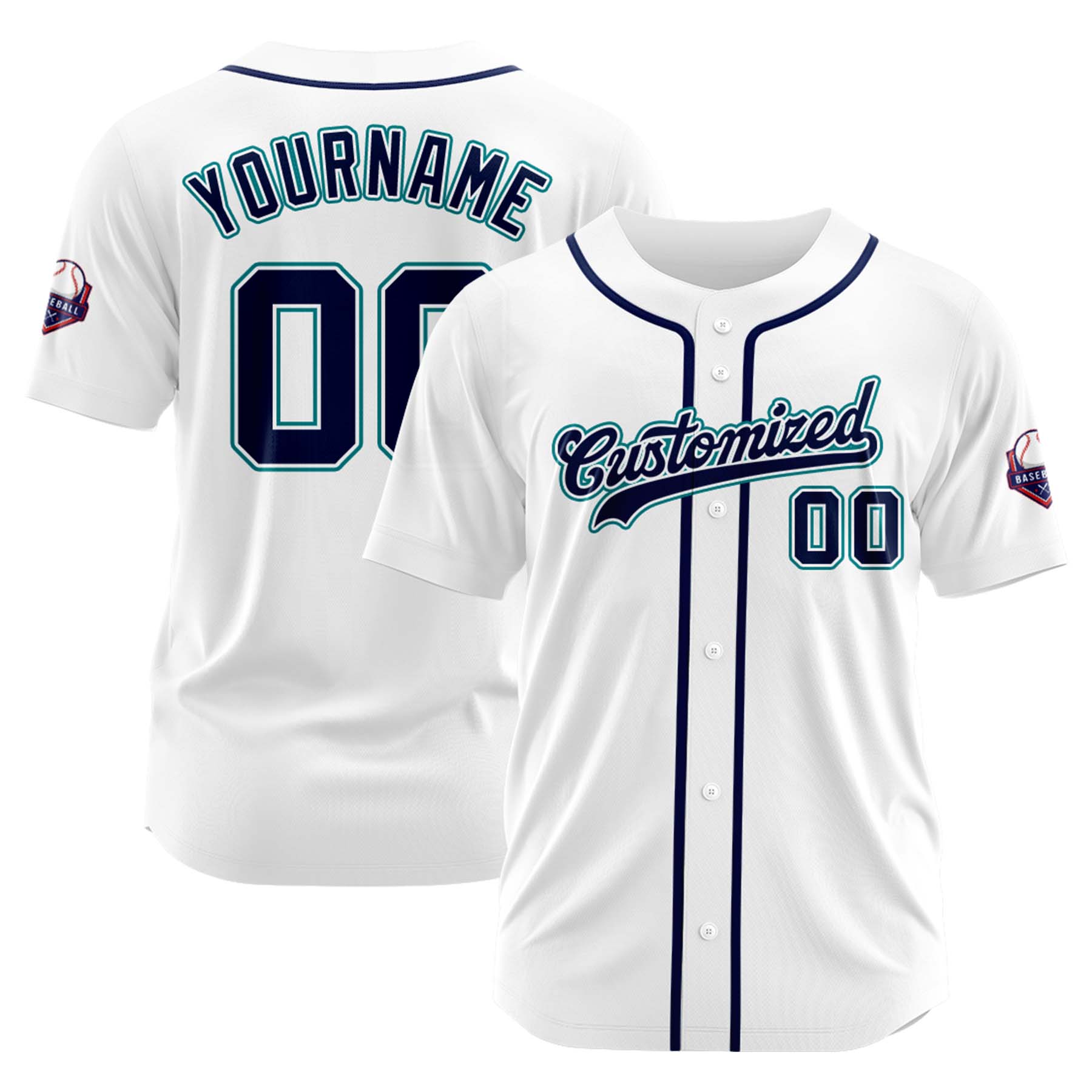 Custom Personalized White Navy Fashion Design Full Button Authentic Baseball Jersey