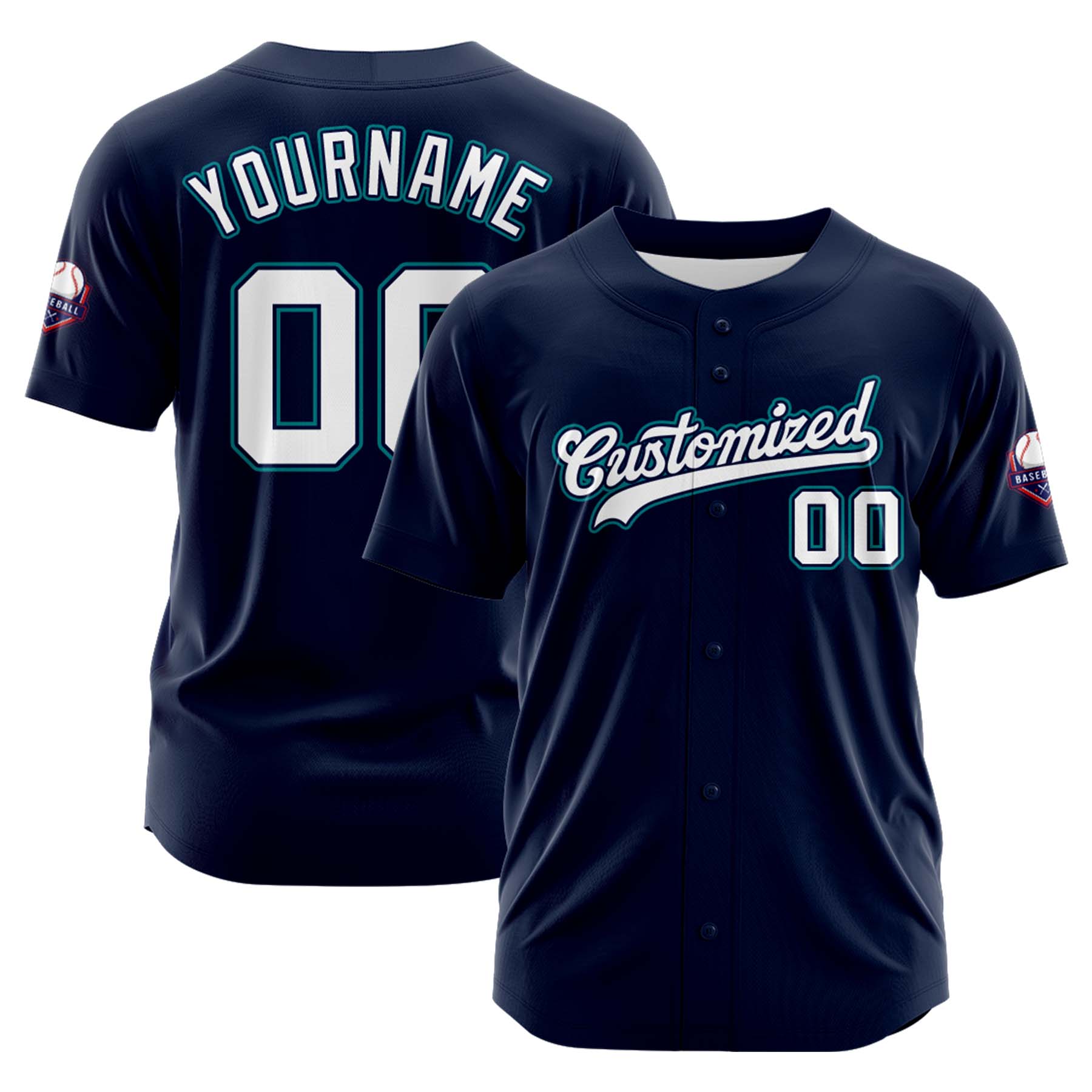 Custom Personalized Navy White Fashion Design Full Button Authentic Baseball Jersey