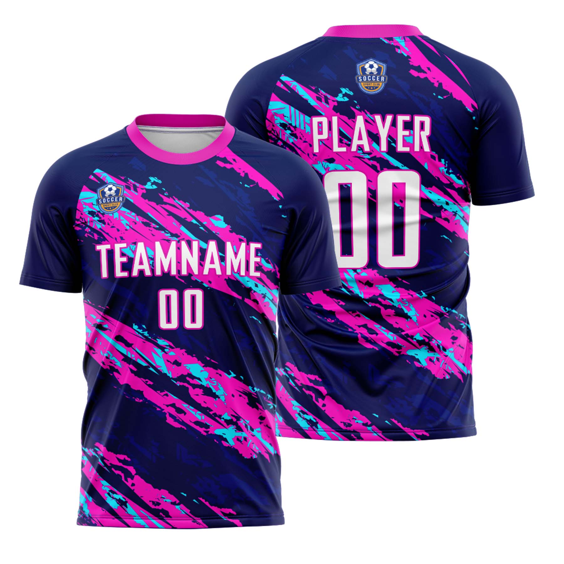 Custom Navy Pink Classic Soccer Training Sets Jersey For Adults/Kids
