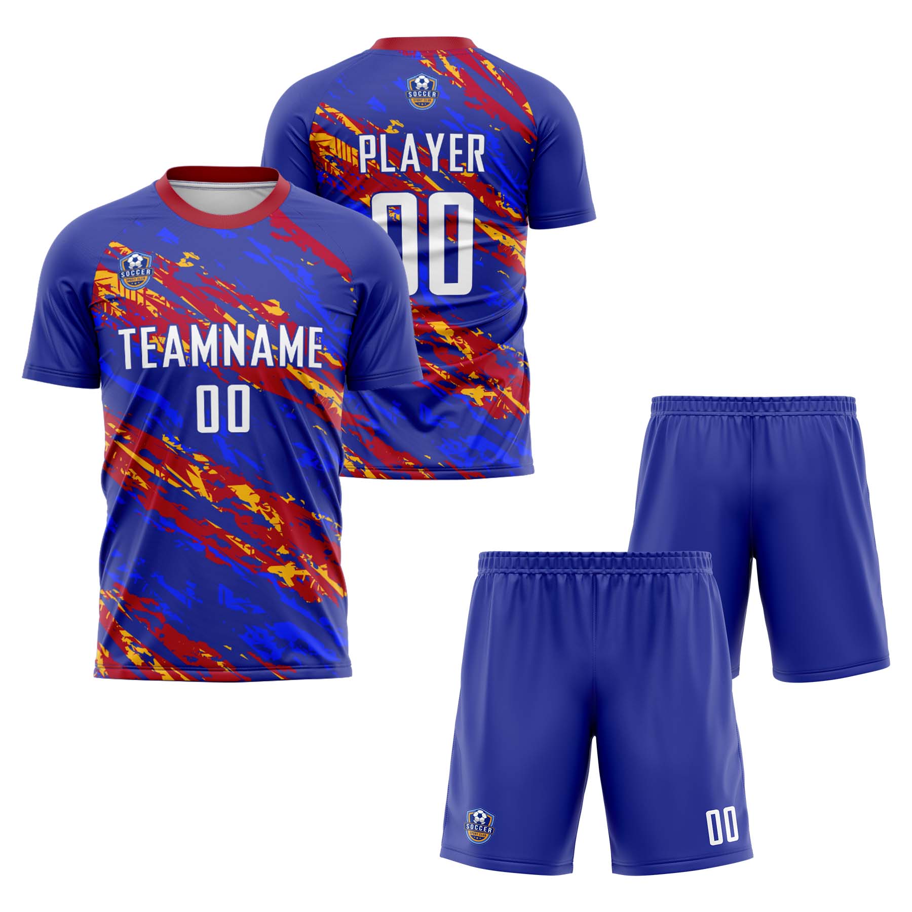 Custom Blue Red Classic Soccer Training Sets Jersey For Adults/Kids