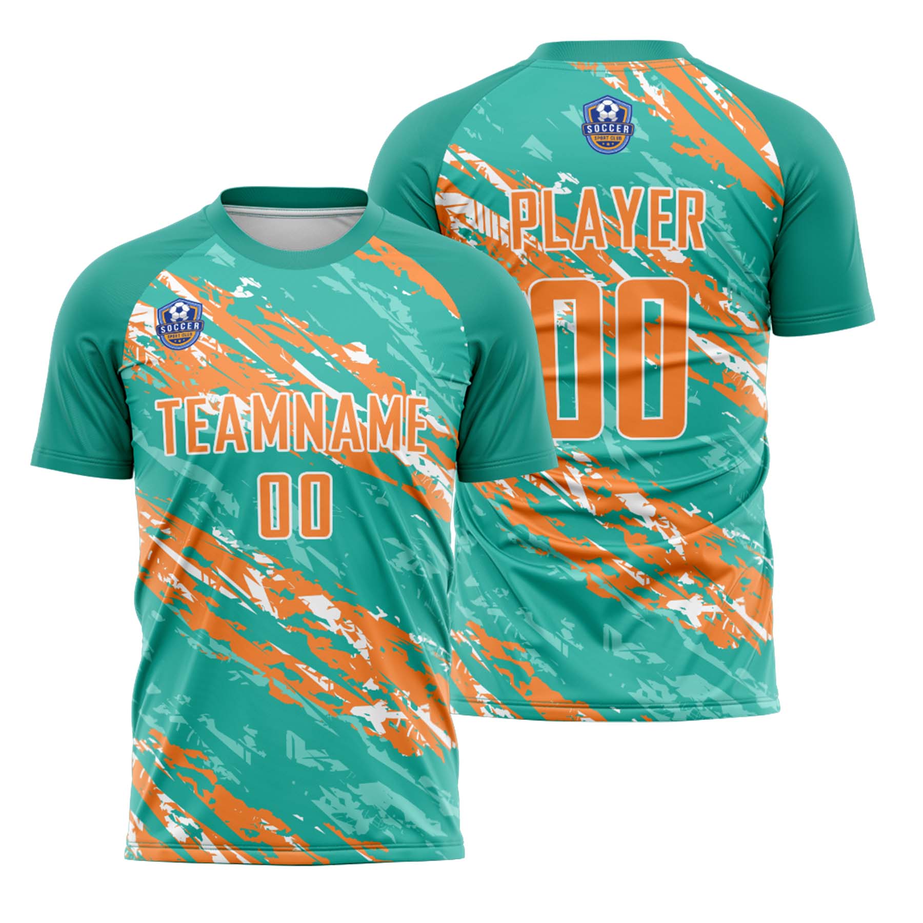 Custom Teal Orange Classic Soccer Training Sets Jersey For Adults/Kids